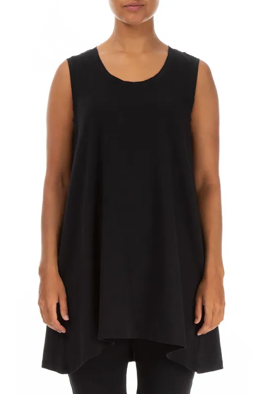 Sleeveless Black Cotton Tunic made by Grizas