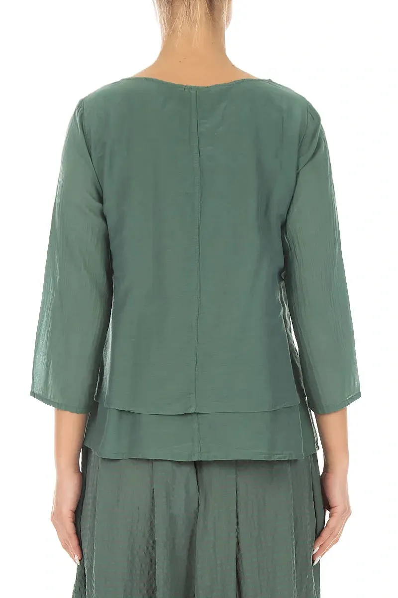 Layered Sage Silk Cotton Blouse sold by Grizas product image thumbnail 2
