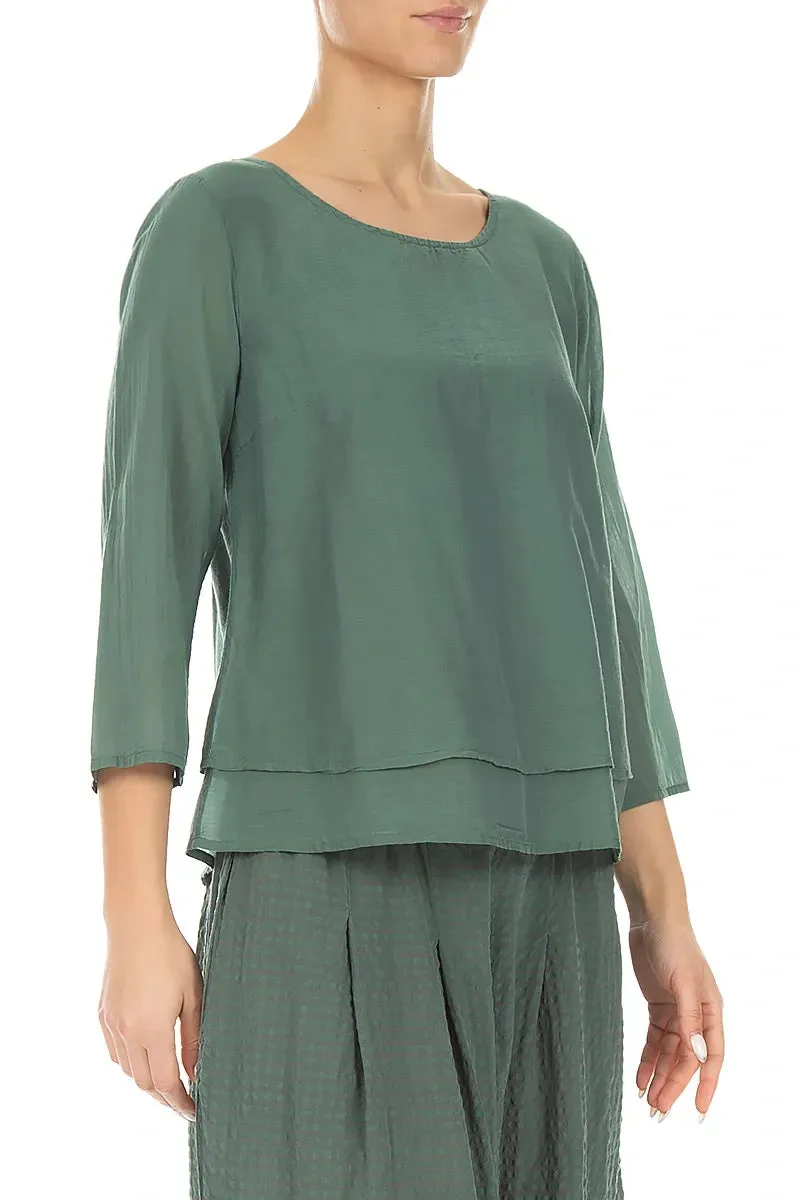 Layered Sage Silk Cotton Blouse sold by Grizas product image thumbnail 3