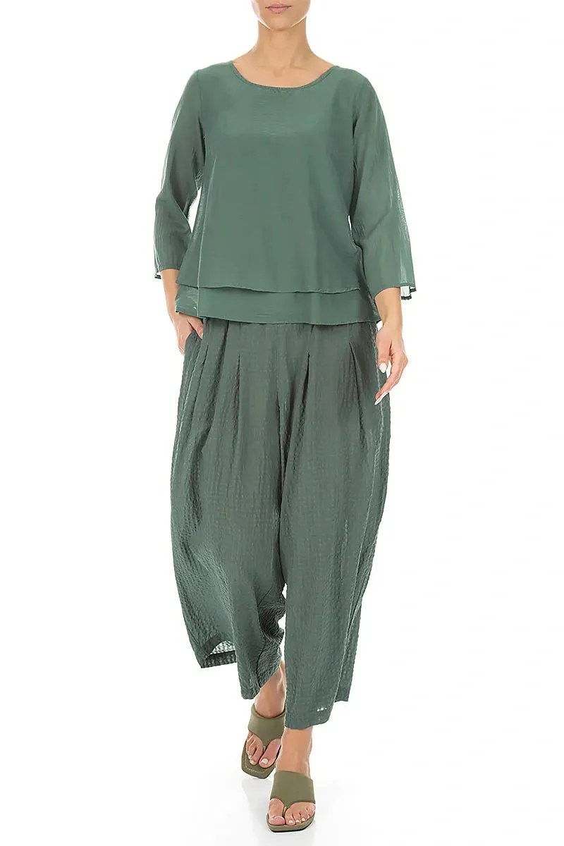 Layered Sage Silk Cotton Blouse sold by Grizas product image thumbnail 4