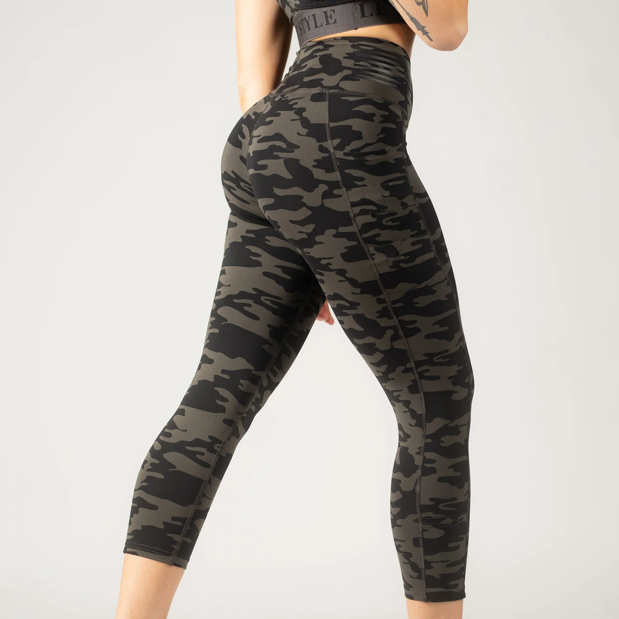 Women's Utility 7/8 Legging - Black Camo sold by Grunt Style