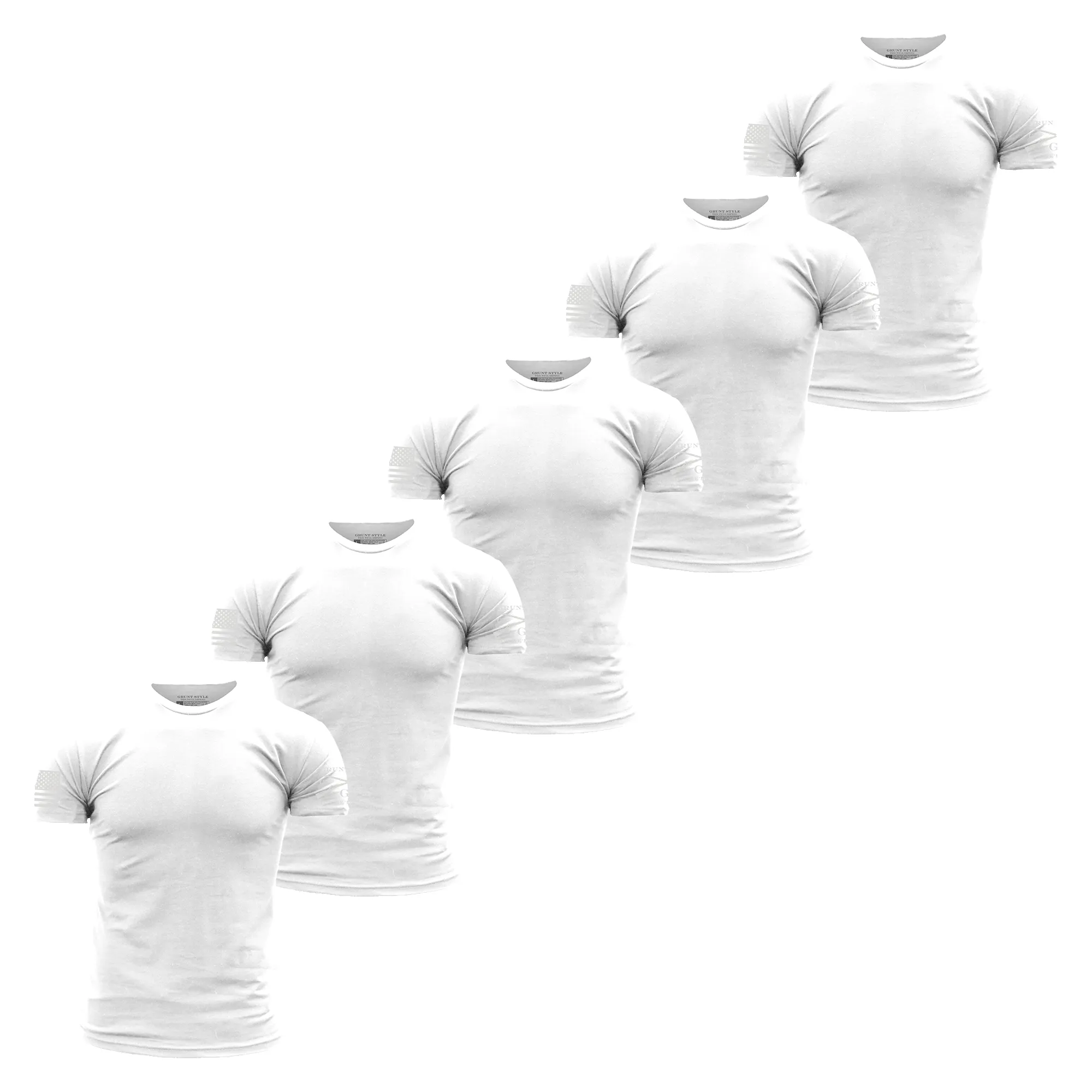 Basic T-Shirts - White - 5 Pack sold by Grunt Style