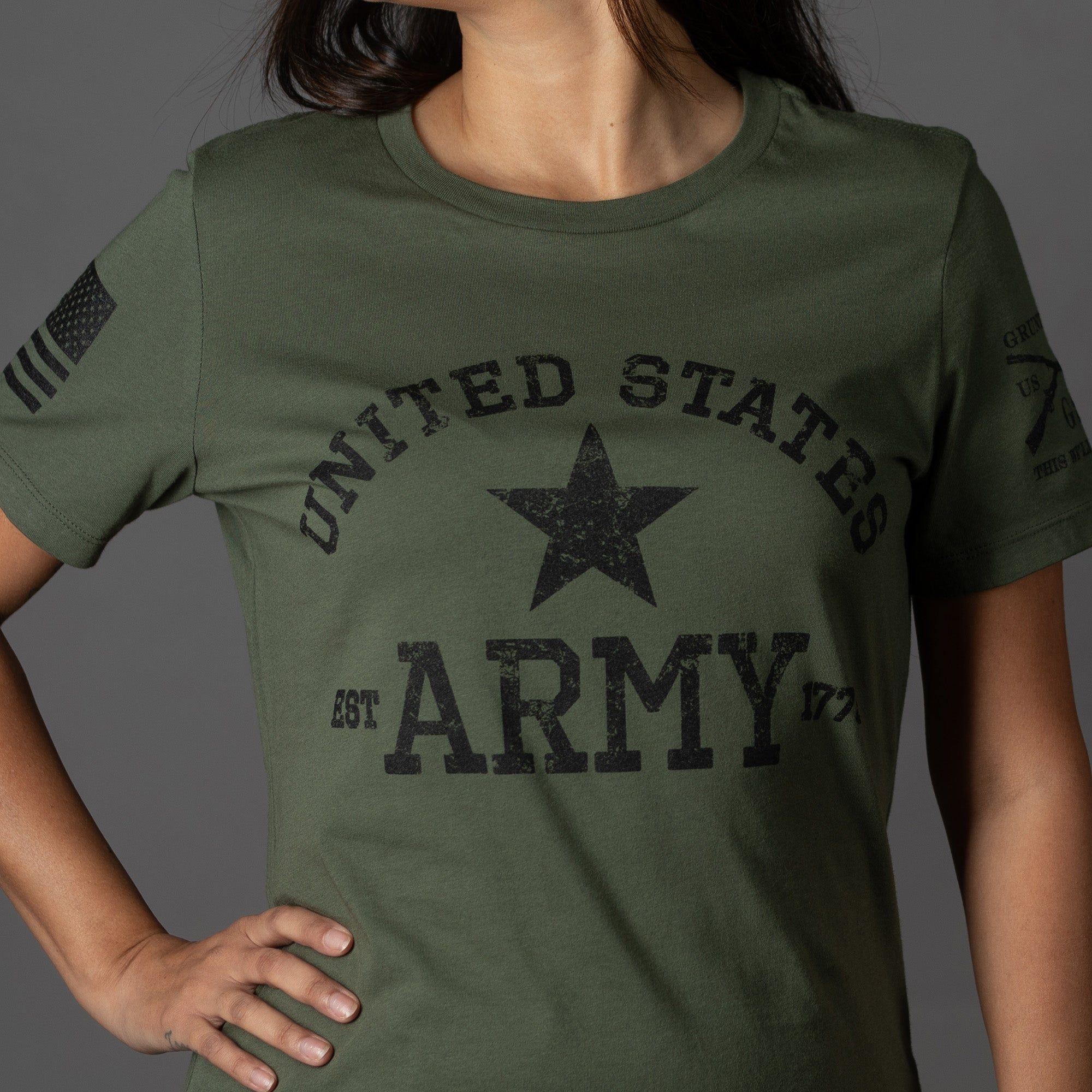 Women's Army Est. 1775 Relaxed Fit T-Shirt - Military Green sold by Grunt Style