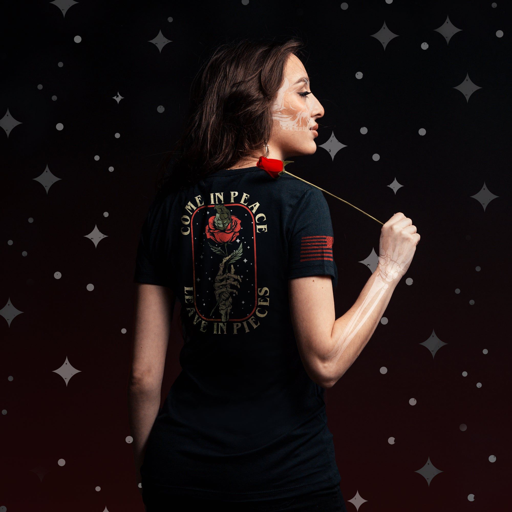 Women's Death Rose T-Shirt - Black sold by Grunt Style product image thumbnail 3