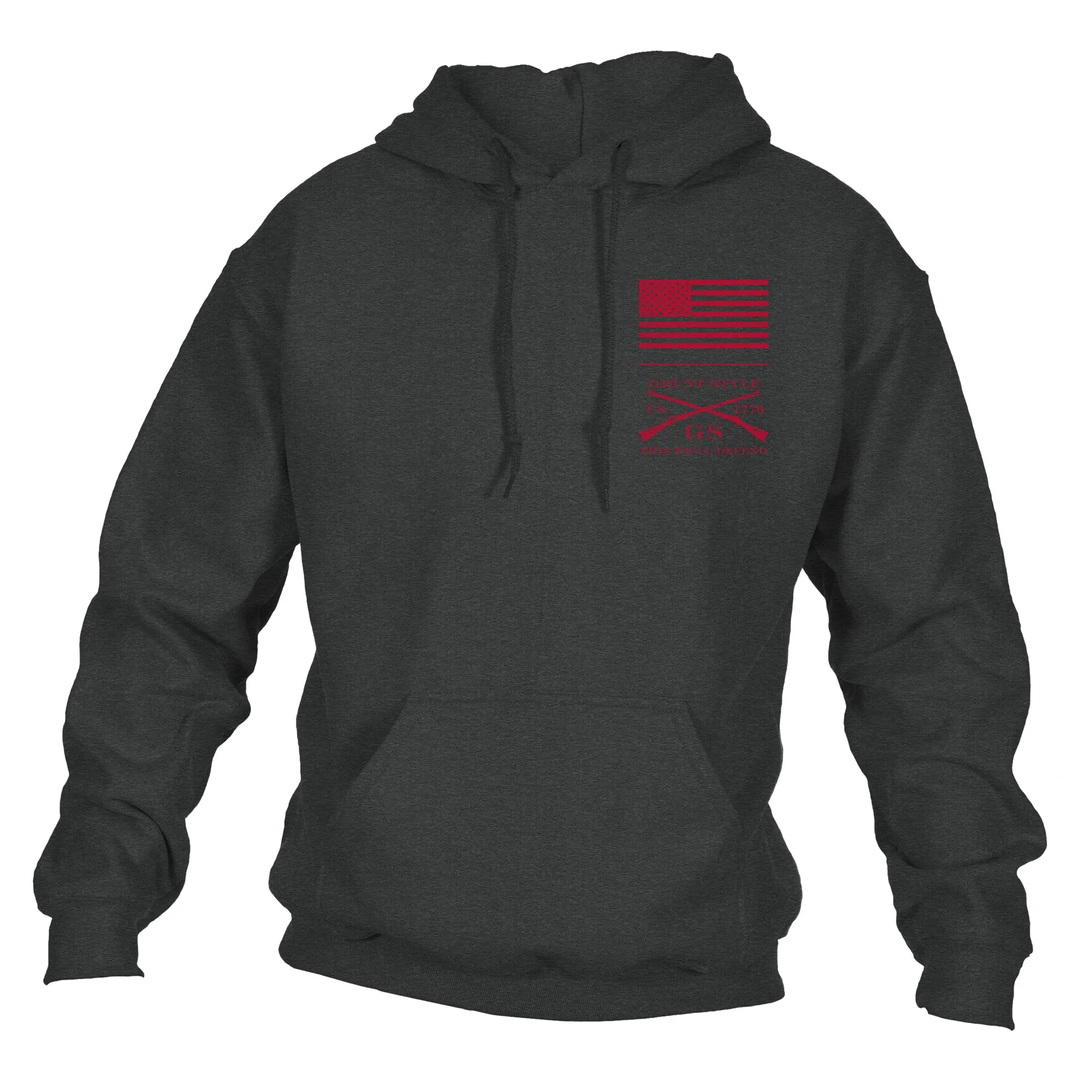 Red Blood Blue Collar® Hoodie - Dark Heather sold by Grunt Style product image thumbnail 4