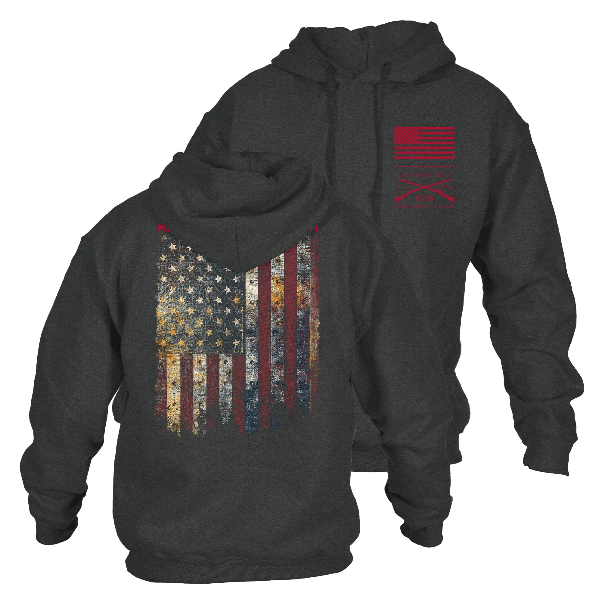 Red Blood Blue Collar® Hoodie - Dark Heather sold by Grunt Style