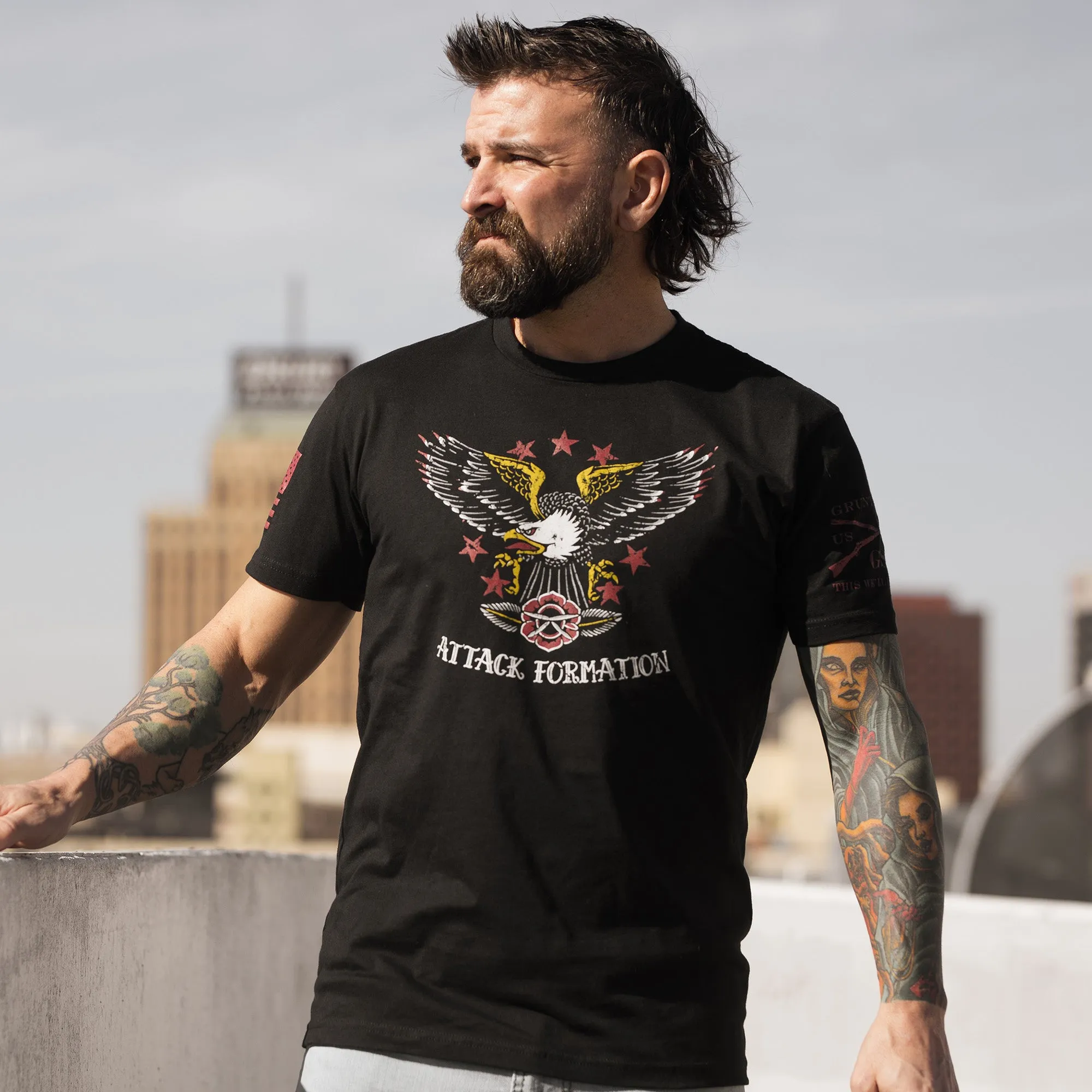 Attack Formation T-Shirt - Black sold by Grunt Style product image thumbnail 5