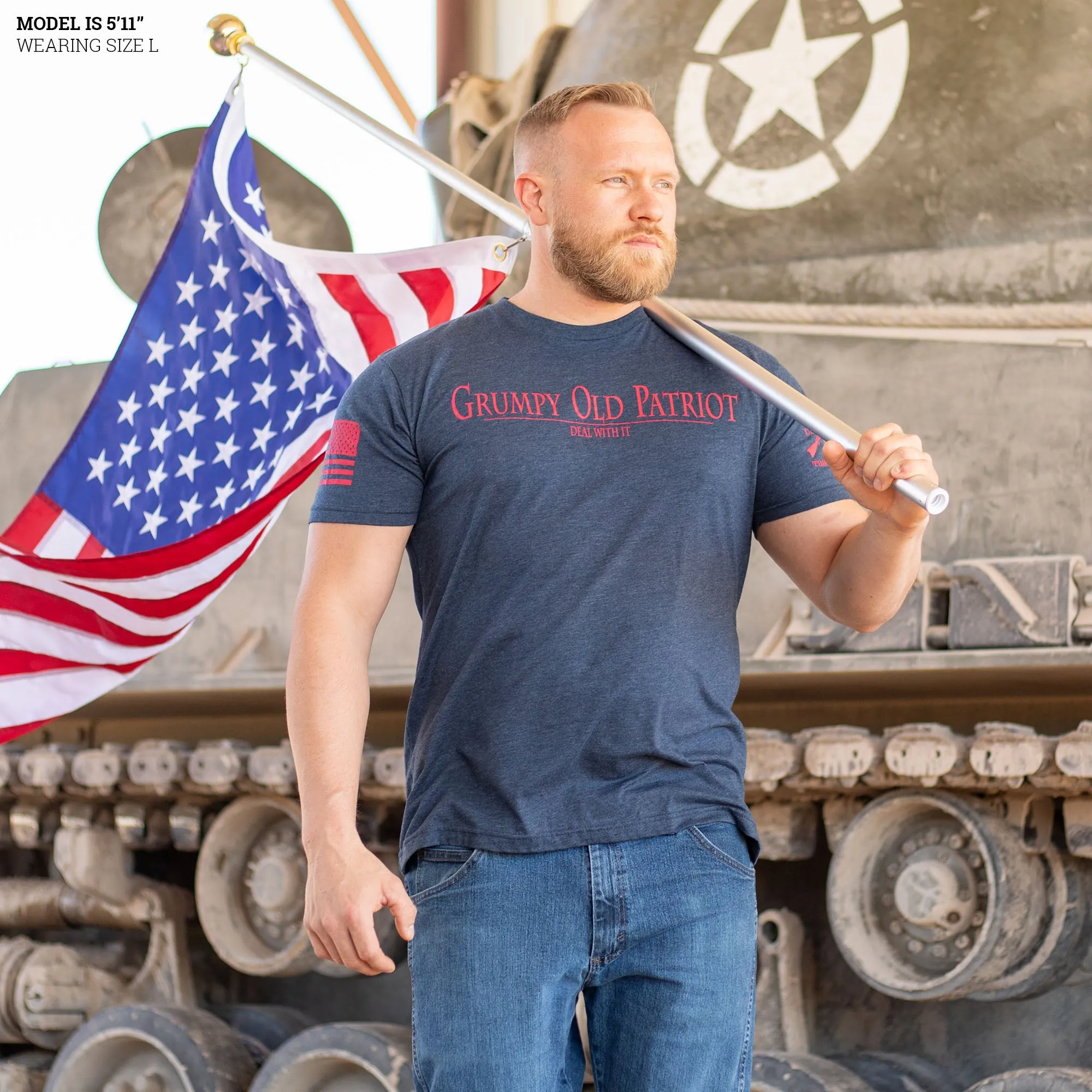 Grumpy Old Patriot T-Shirt - Midnight Navy sold by Grunt Style product image thumbnail 4