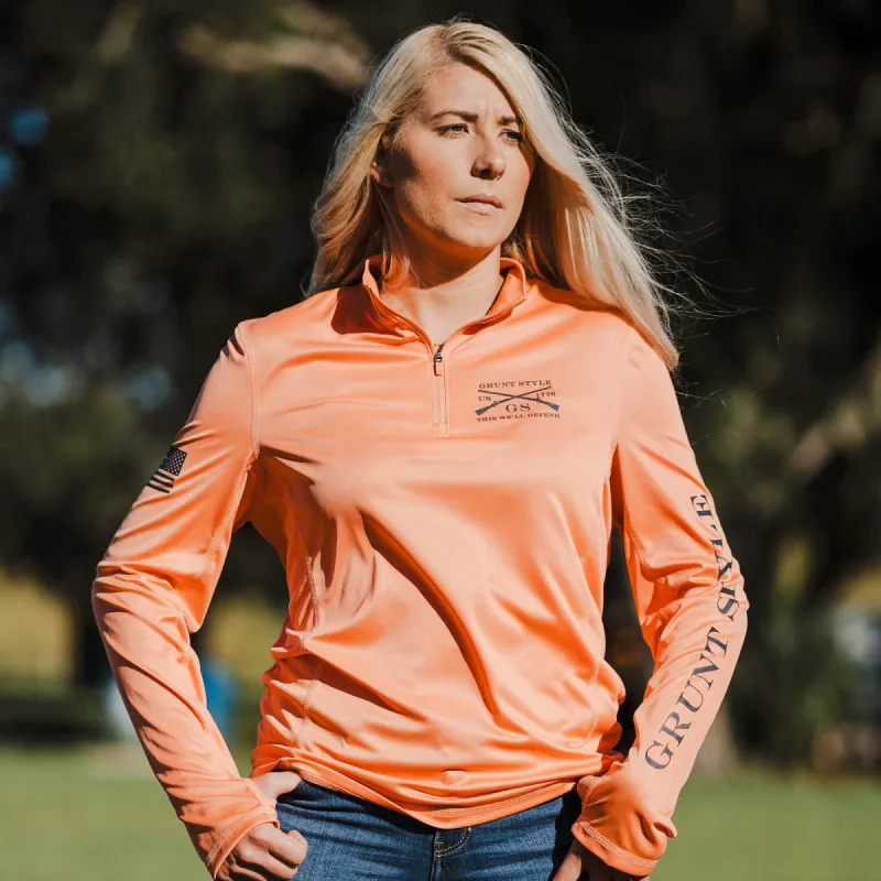 Women's Overwatch 1/4 Zip - Apricot Crush sold by Grunt Style