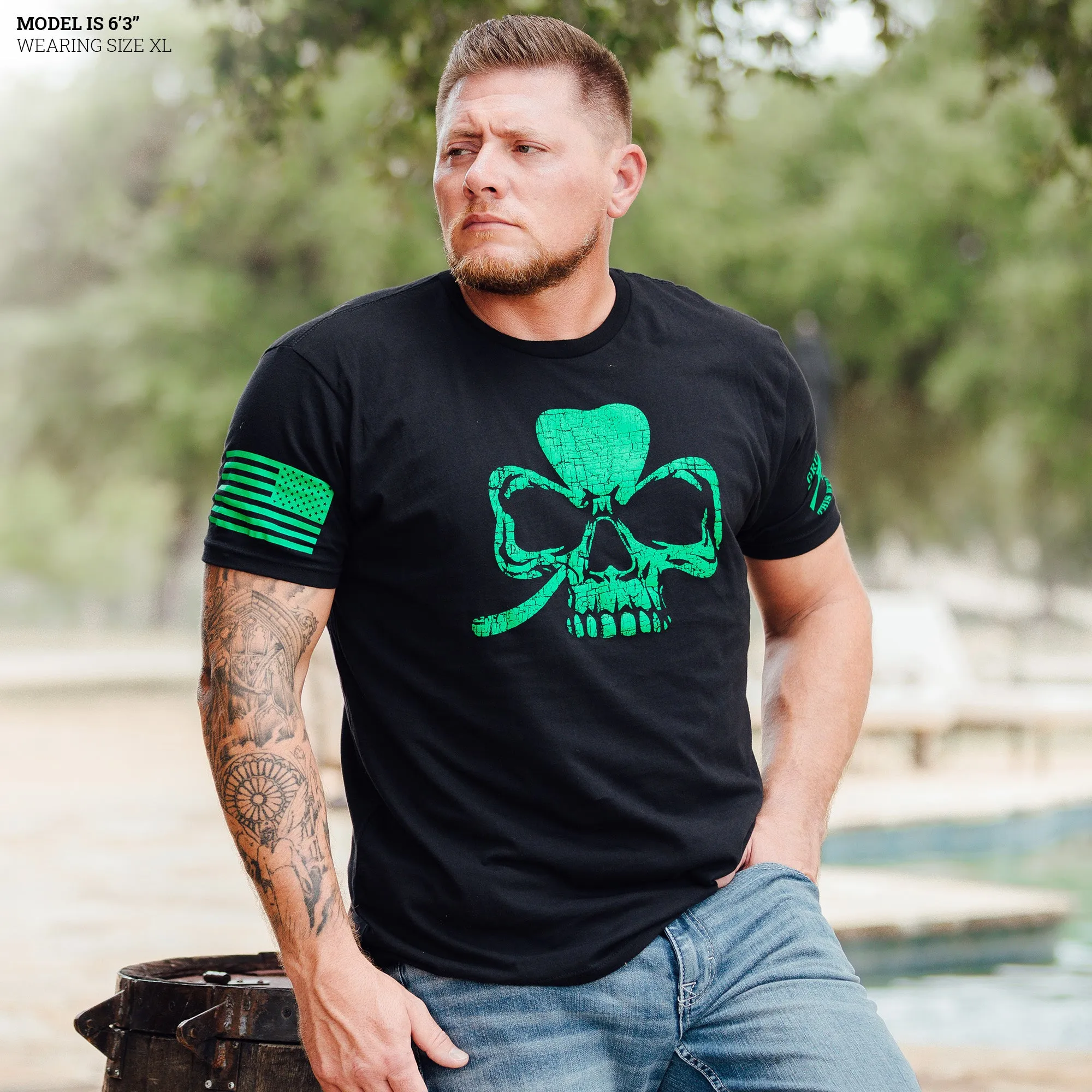 Clover Skull T-Shirt - Black sold by Grunt Style product image thumbnail 4