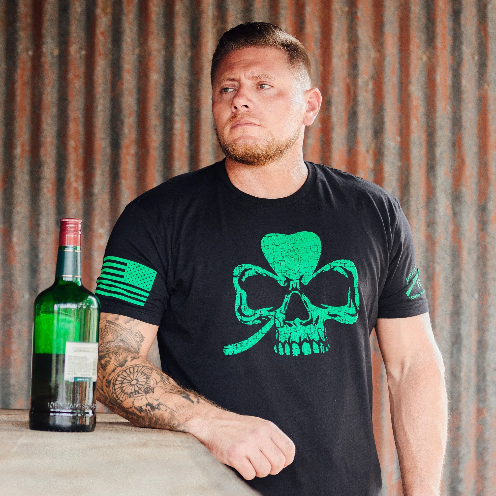 Clover Skull T-Shirt - Black sold by Grunt Style product image thumbnail 3