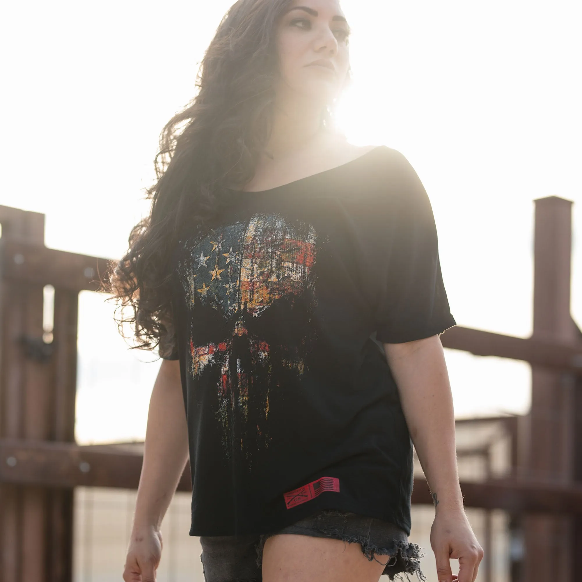 Women's Red Blood American Reaper Slouchy T-Shirt - Black sold by Grunt Style product image thumbnail 3