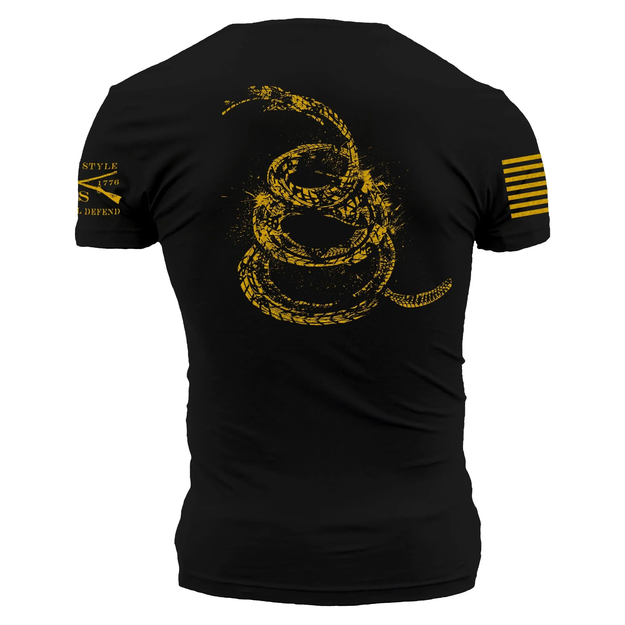 Don't Tread on Me Gadsden Tracks T-Shirt - Black sold by Grunt Style