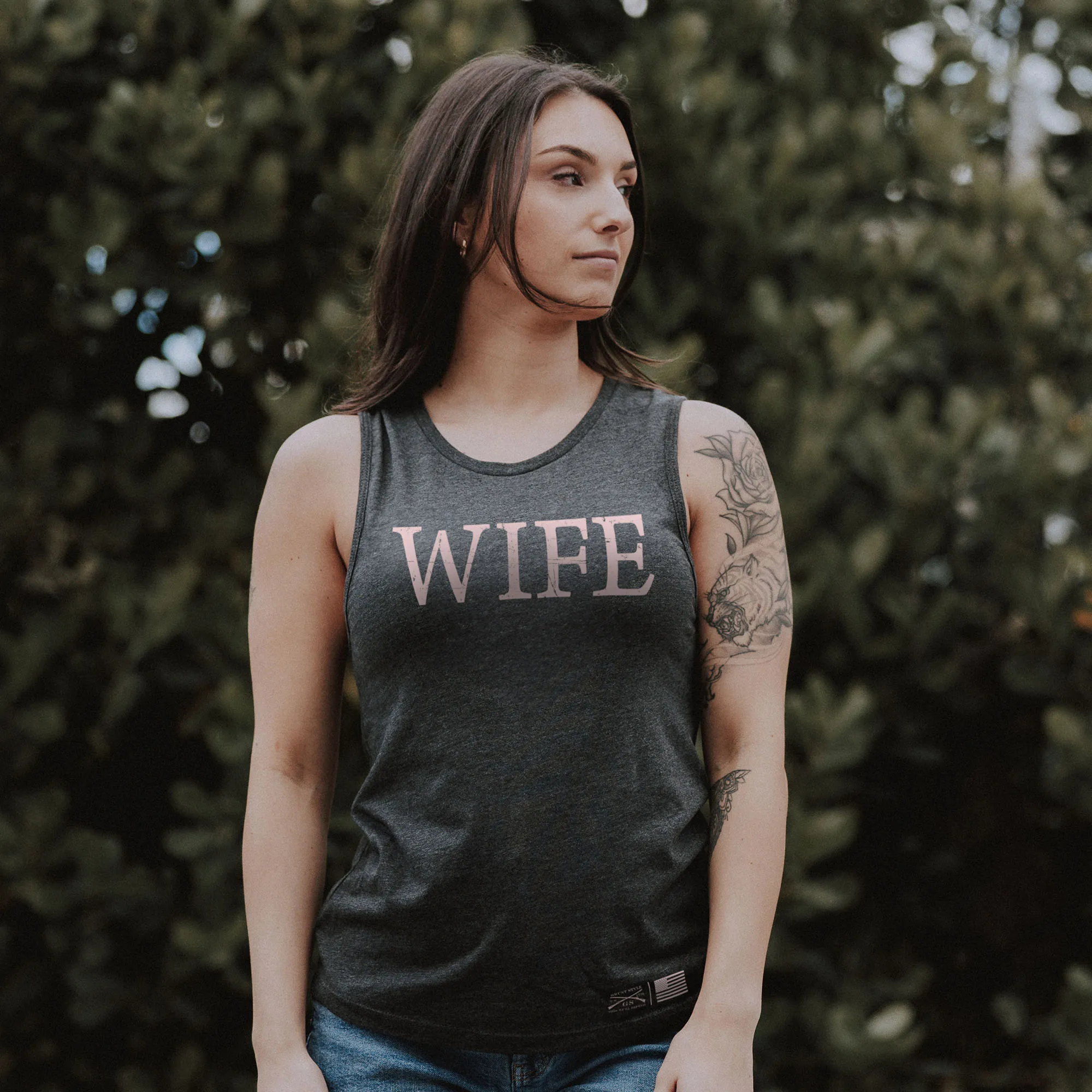 Women's Wife Defined Everyday Tank - Dark Heather Gray sold by Grunt Style