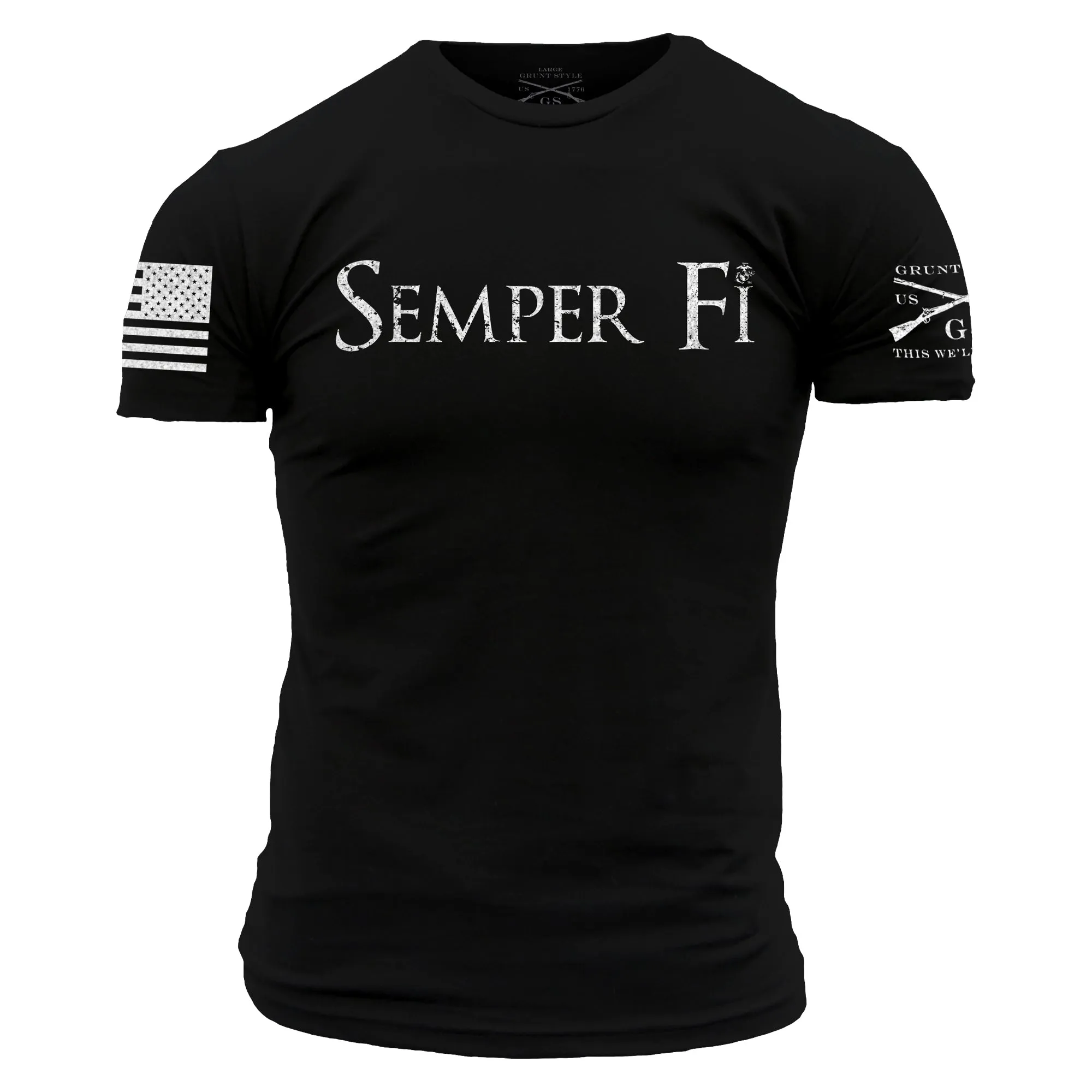 USMC - Semper Fi T-Shirt - Black sold by Grunt Style
