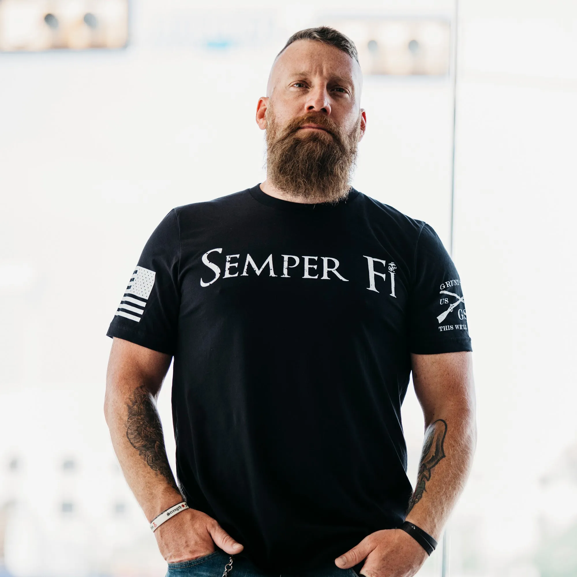 USMC - Semper Fi T-Shirt - Black sold by Grunt Style product image thumbnail 2