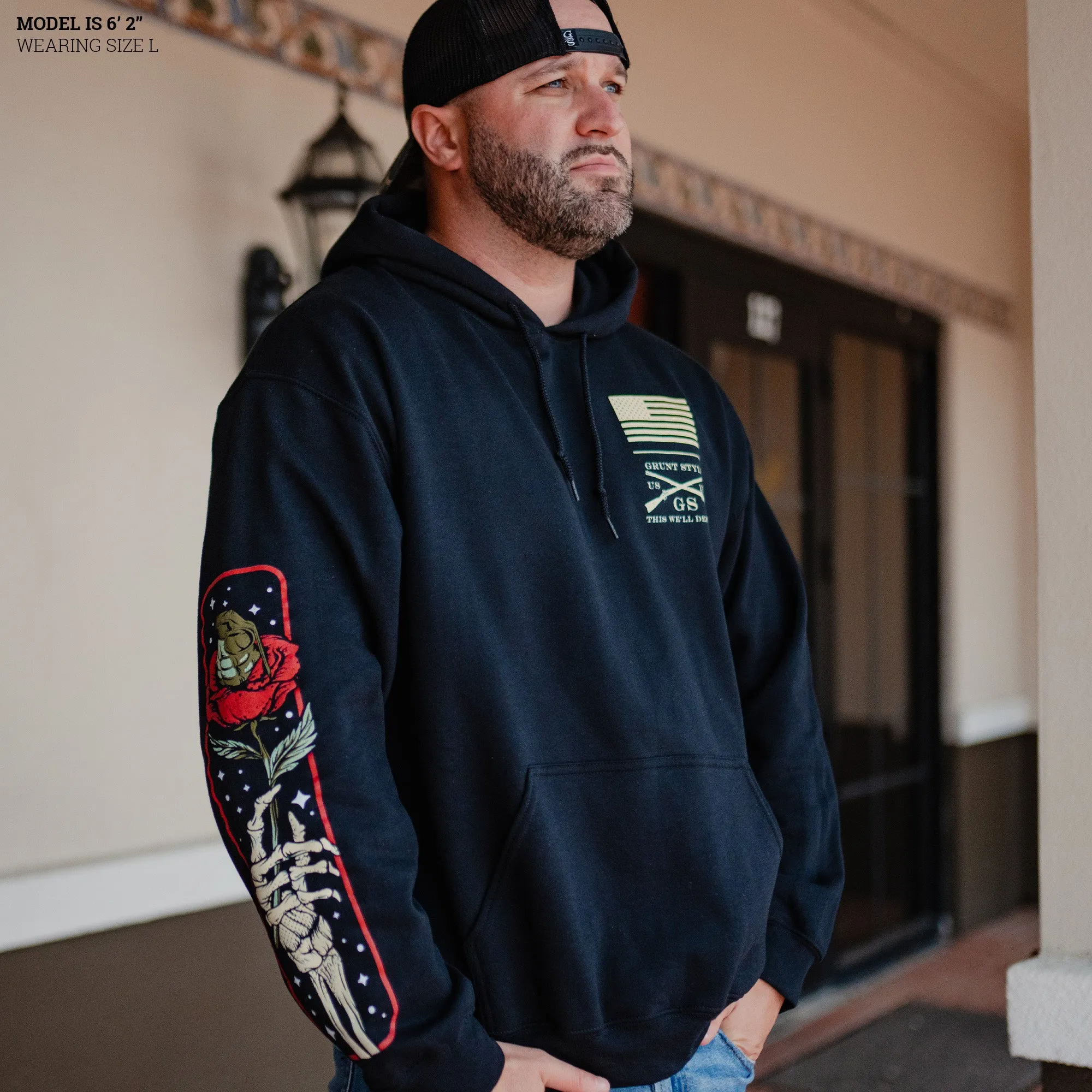 Death Rose Hoodie - Black sold by Grunt Style product image thumbnail 2