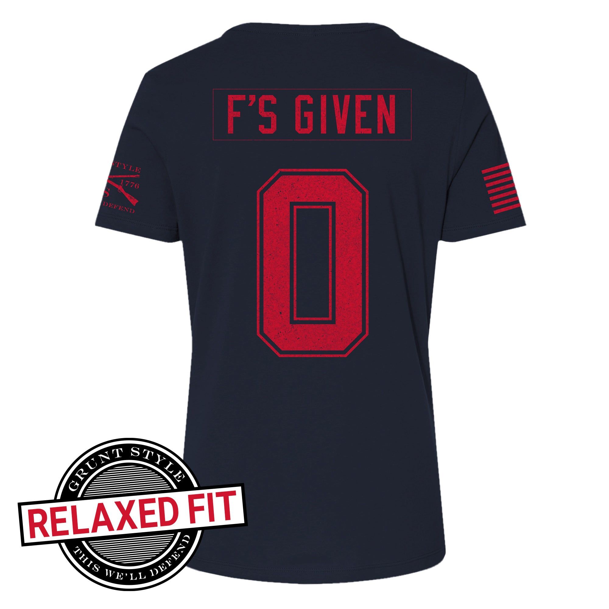 Women's Zero F's Given Relaxed Fit T-Shirt - Midnight Navy sold by Grunt Style product image thumbnail 4