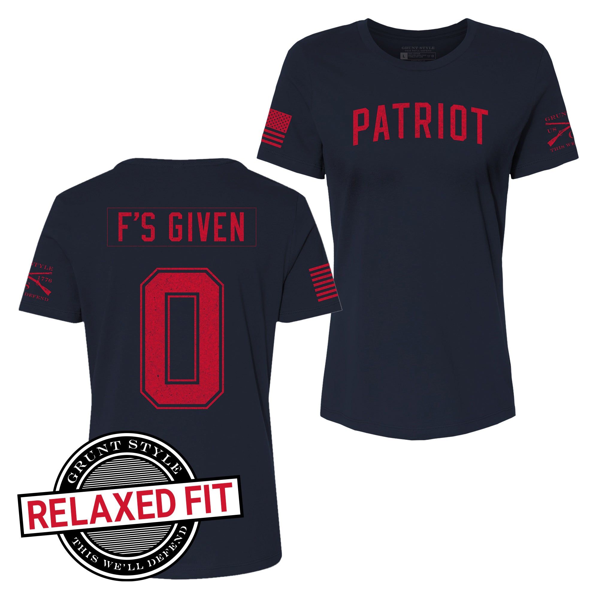 Women's Zero F's Given Relaxed Fit T-Shirt - Midnight Navy sold by Grunt Style