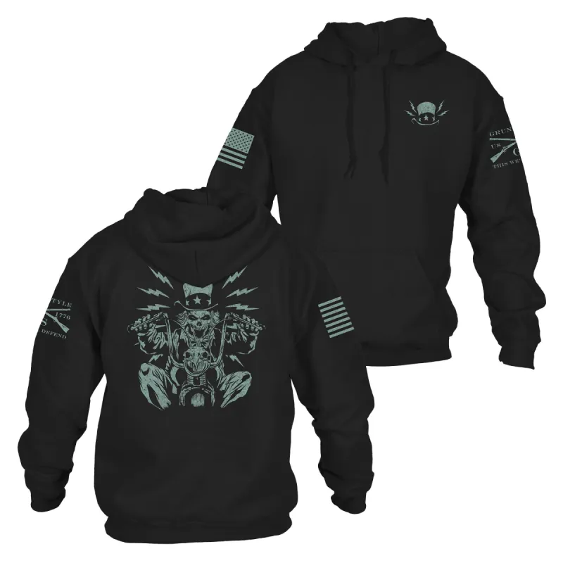 Uncle Sam Freedom Rider Hoodie - Black sold by Grunt Style