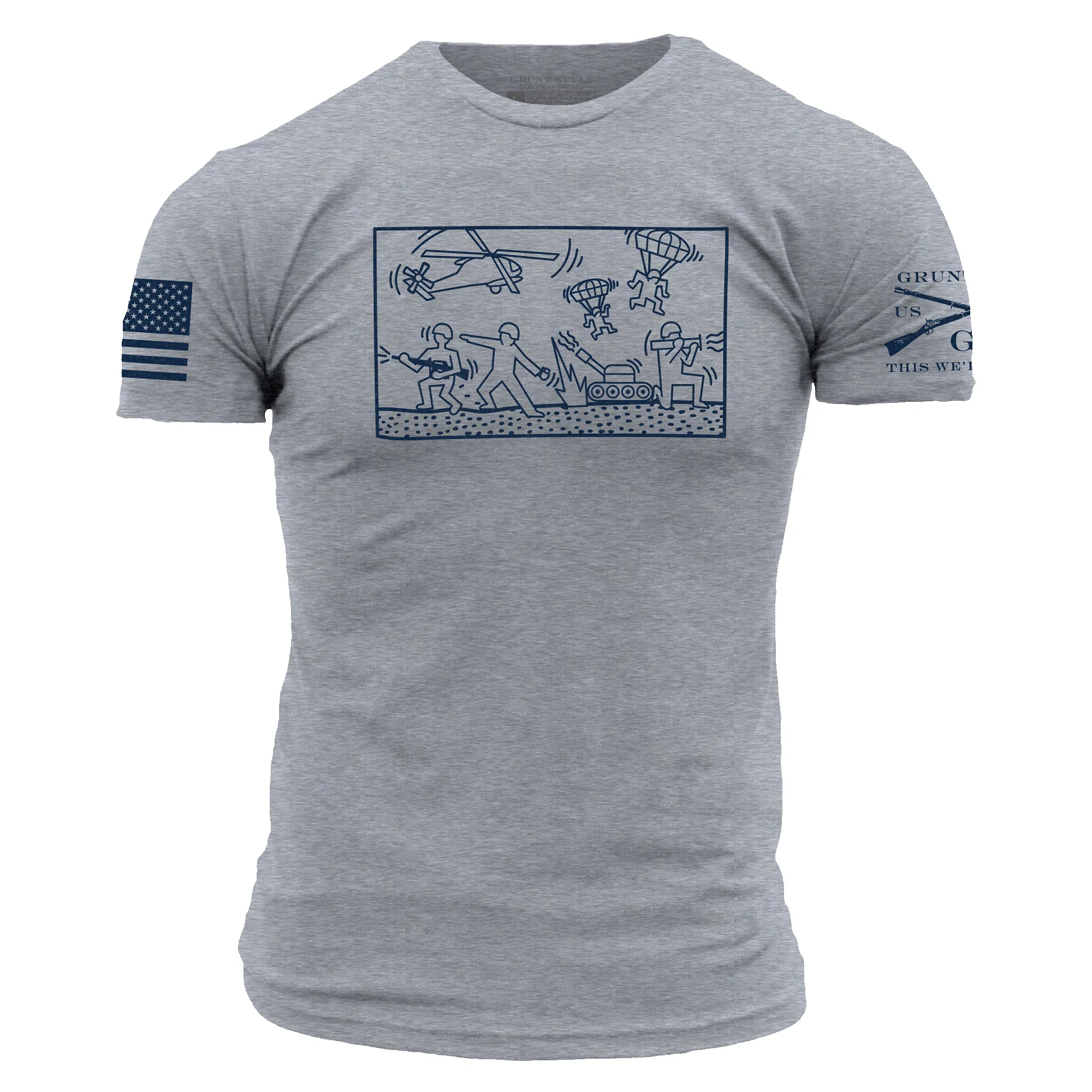 Military Pop Art T-Shirt - Dark Heather Gray sold by Grunt Style