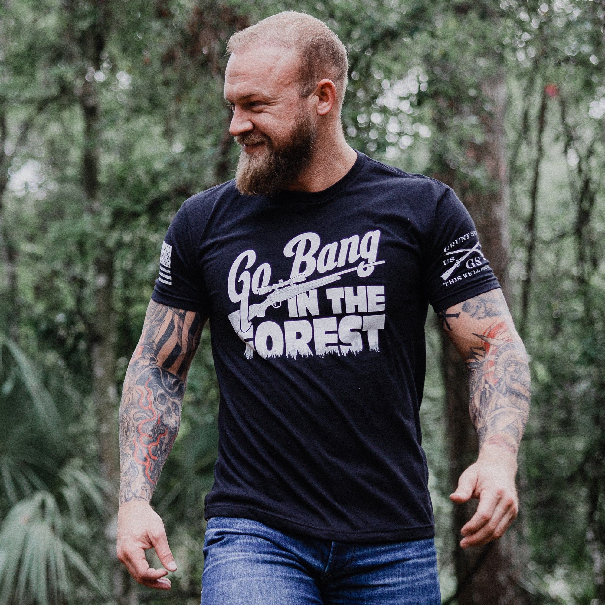 Go Bang In The Forest T-Shirt - Black sold by Grunt Style product image thumbnail 2