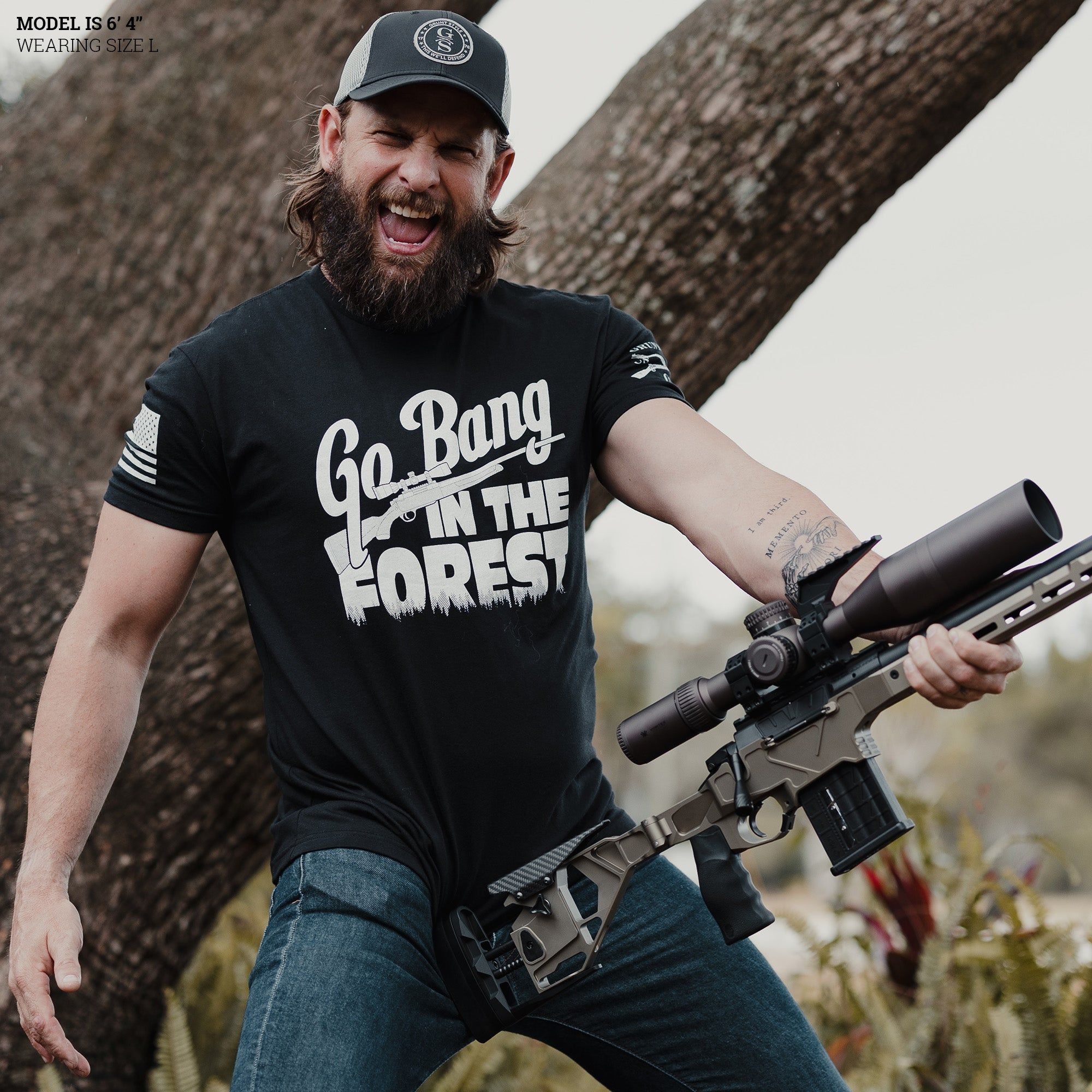 Go Bang In The Forest T-Shirt - Black sold by Grunt Style product image thumbnail 5