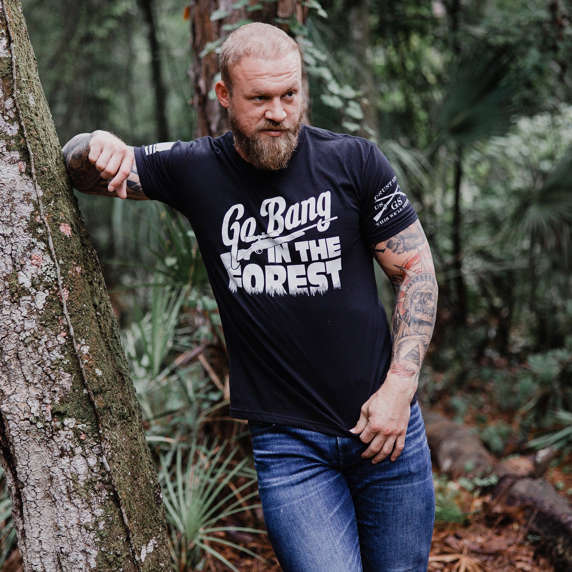 Go Bang In The Forest T-Shirt - Black sold by Grunt Style product image thumbnail 3