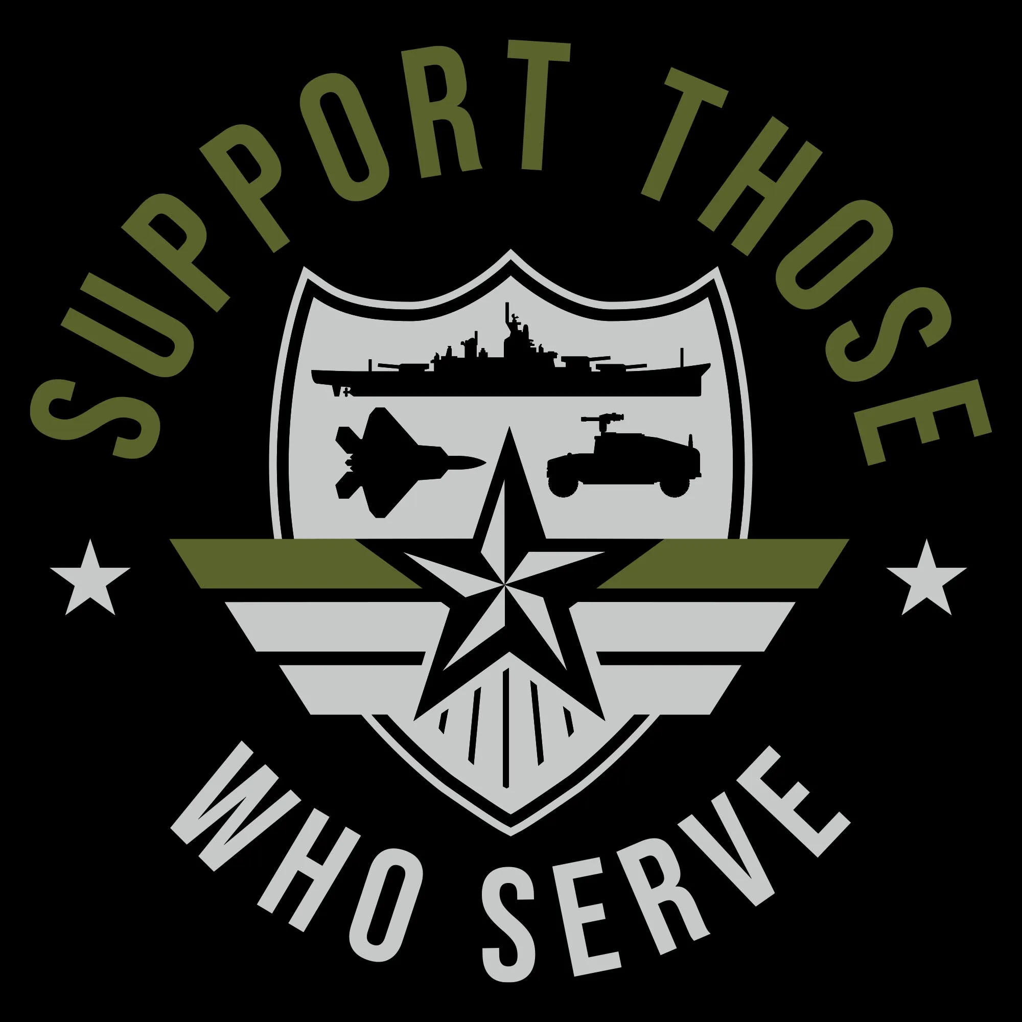 Women's Support Those Who Serve Green Line V-Neck - Black sold by Grunt Style product image thumbnail 4