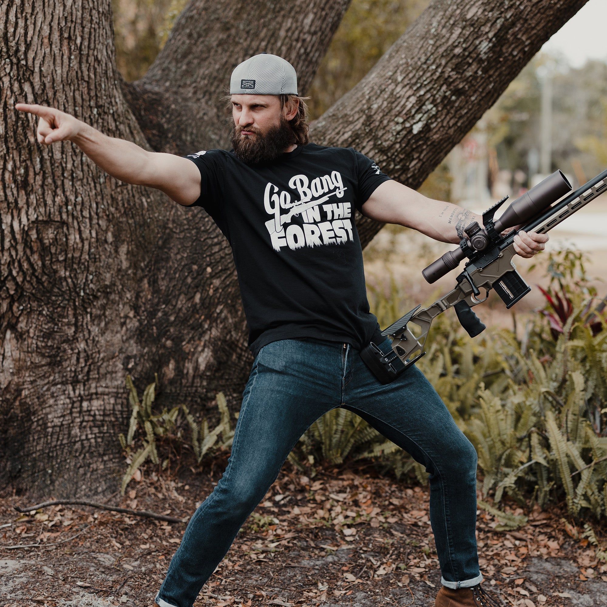 Go Bang In The Forest T-Shirt - Black sold by Grunt Style product image thumbnail 4