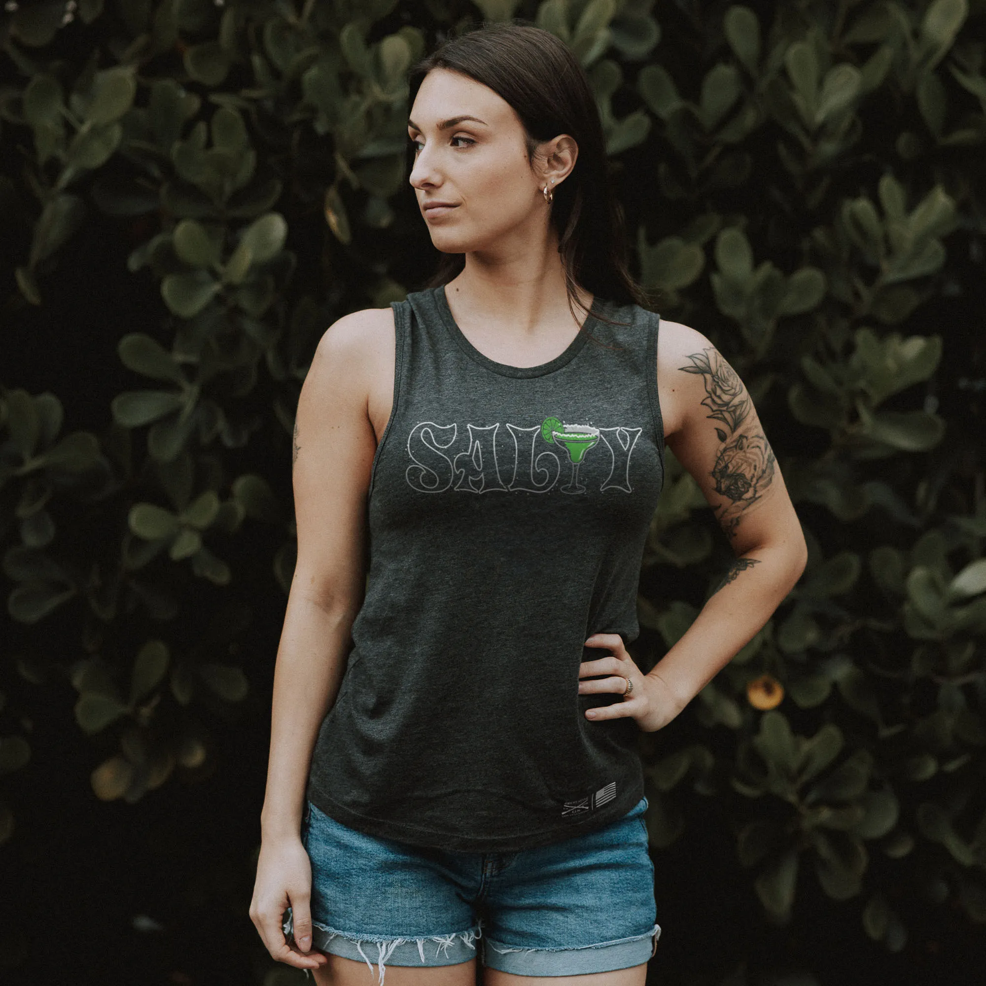 Women's Salty Everyday Tank - Dark Heather Gray sold by Grunt Style