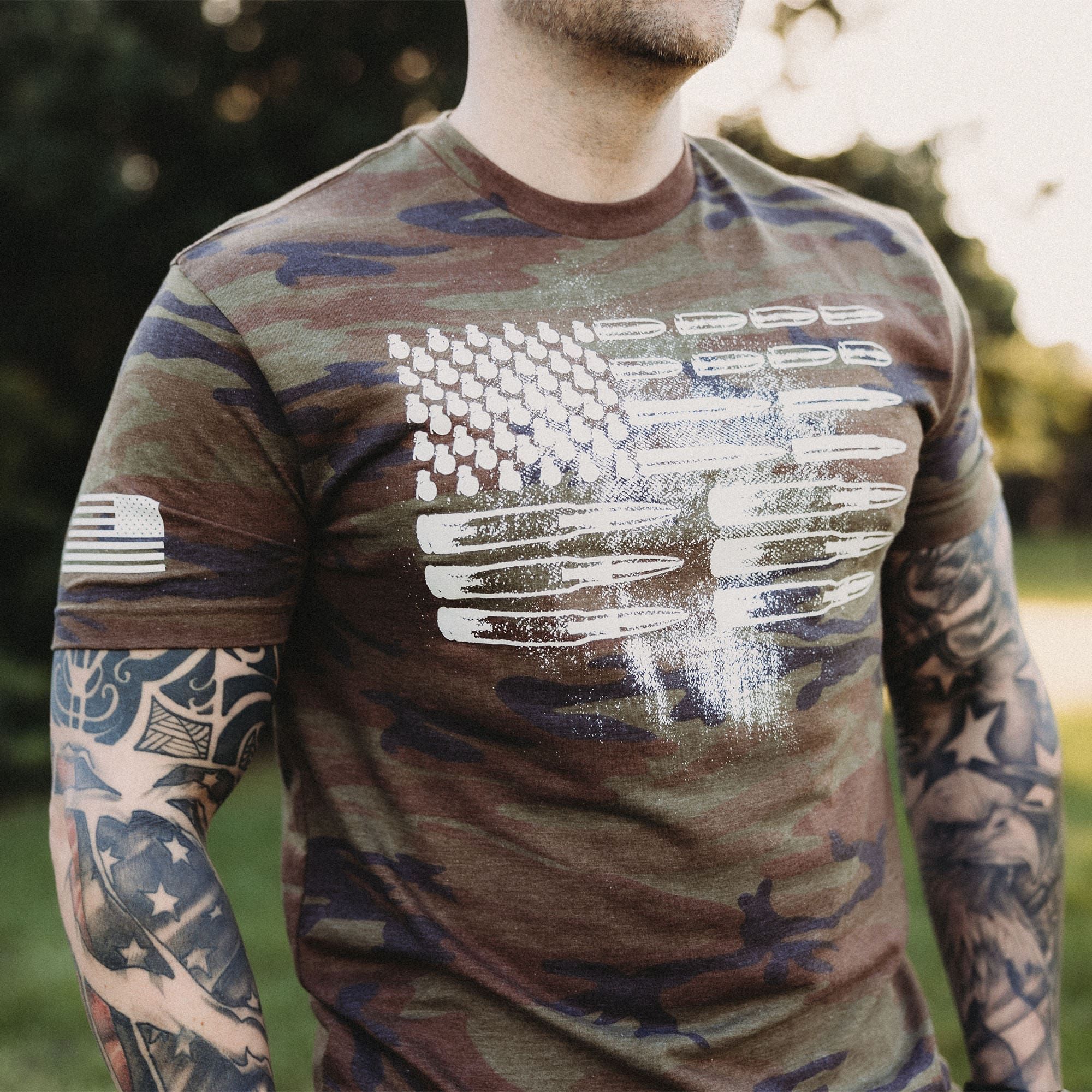 Men's Ammo Flag T-Shirt - Woodland Camo sold by Grunt Style product image thumbnail 3