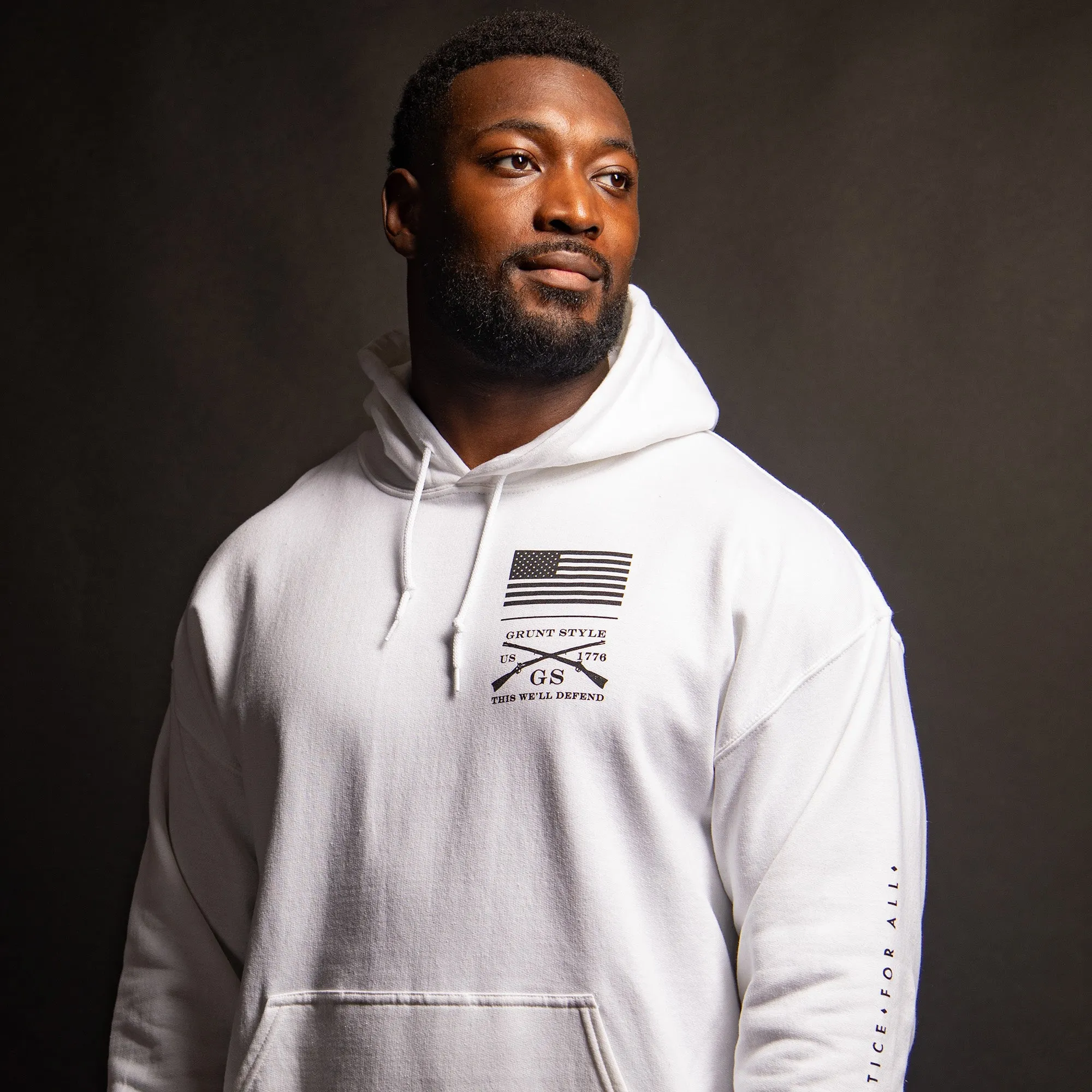 Liberty & Justice Hoodie - White sold by Grunt Style product image thumbnail 4