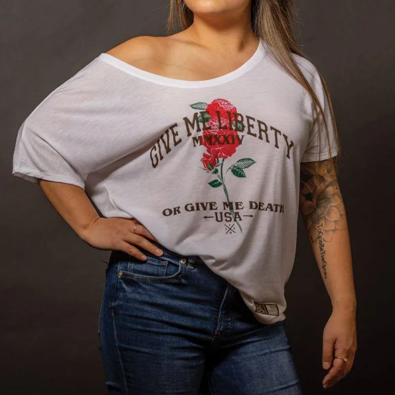 Women's Liberty Or Death Slouchy T-Shirt - White sold by Grunt Style