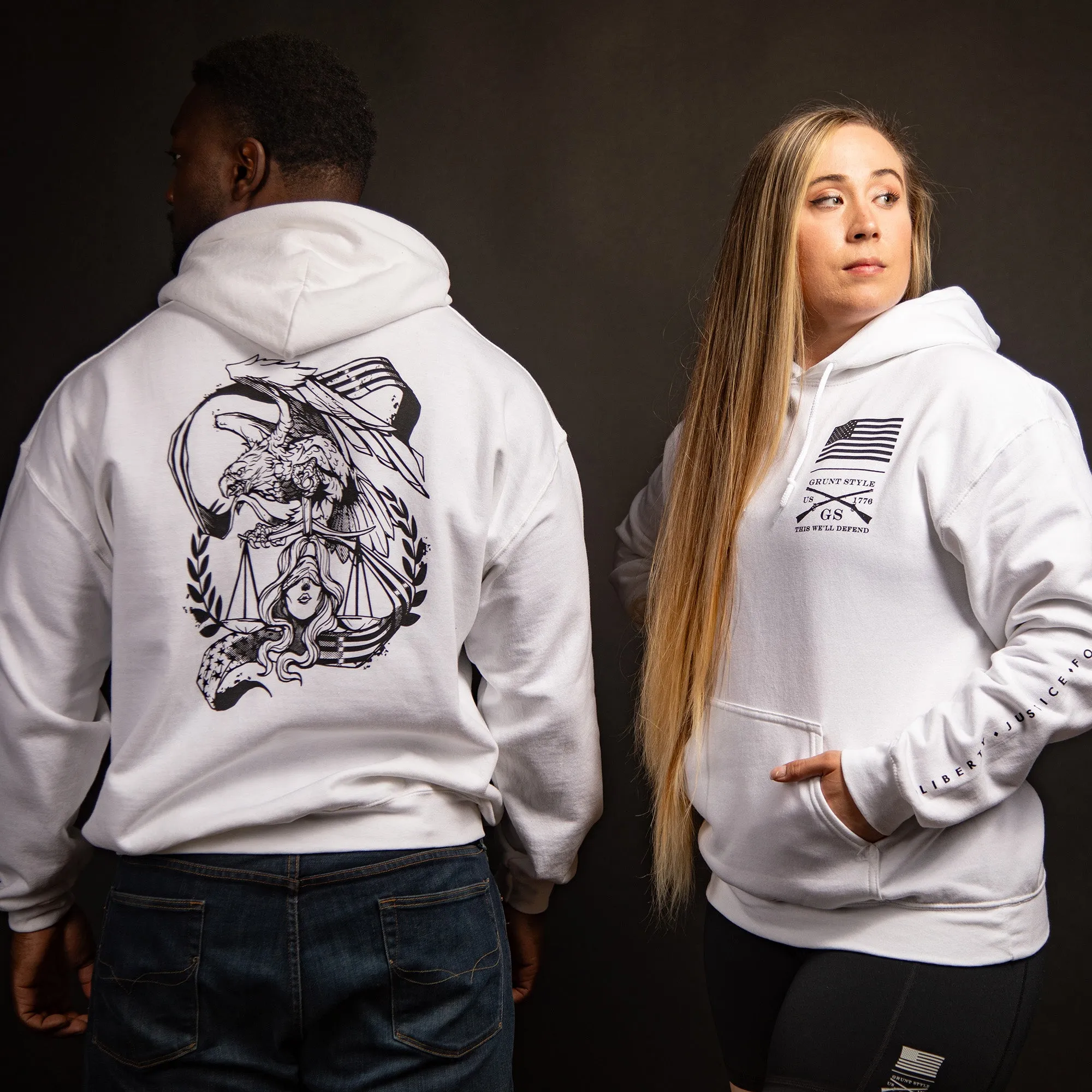 Liberty & Justice Hoodie - White sold by Grunt Style