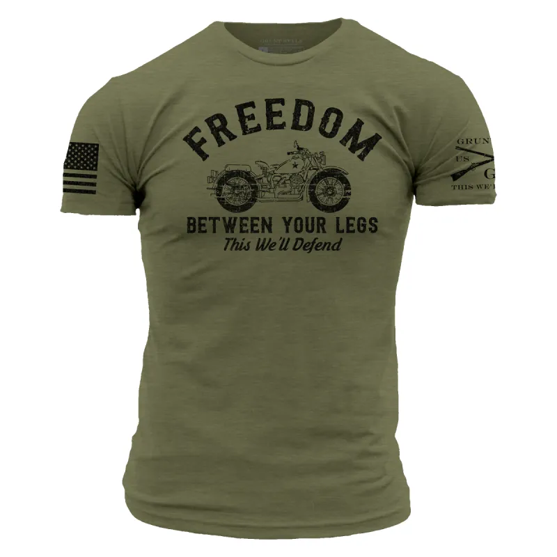 Freedom Between Your Legs T-Shirt - Military Green sold by Grunt Style