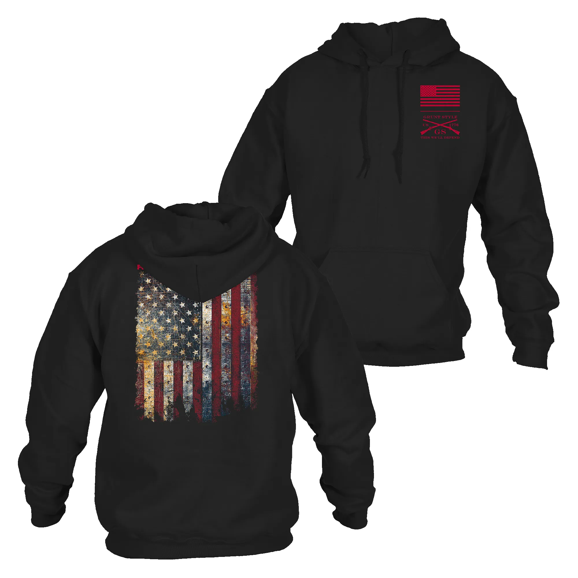 Red Blood Blue Collar® Hoodie - Black sold by Grunt Style