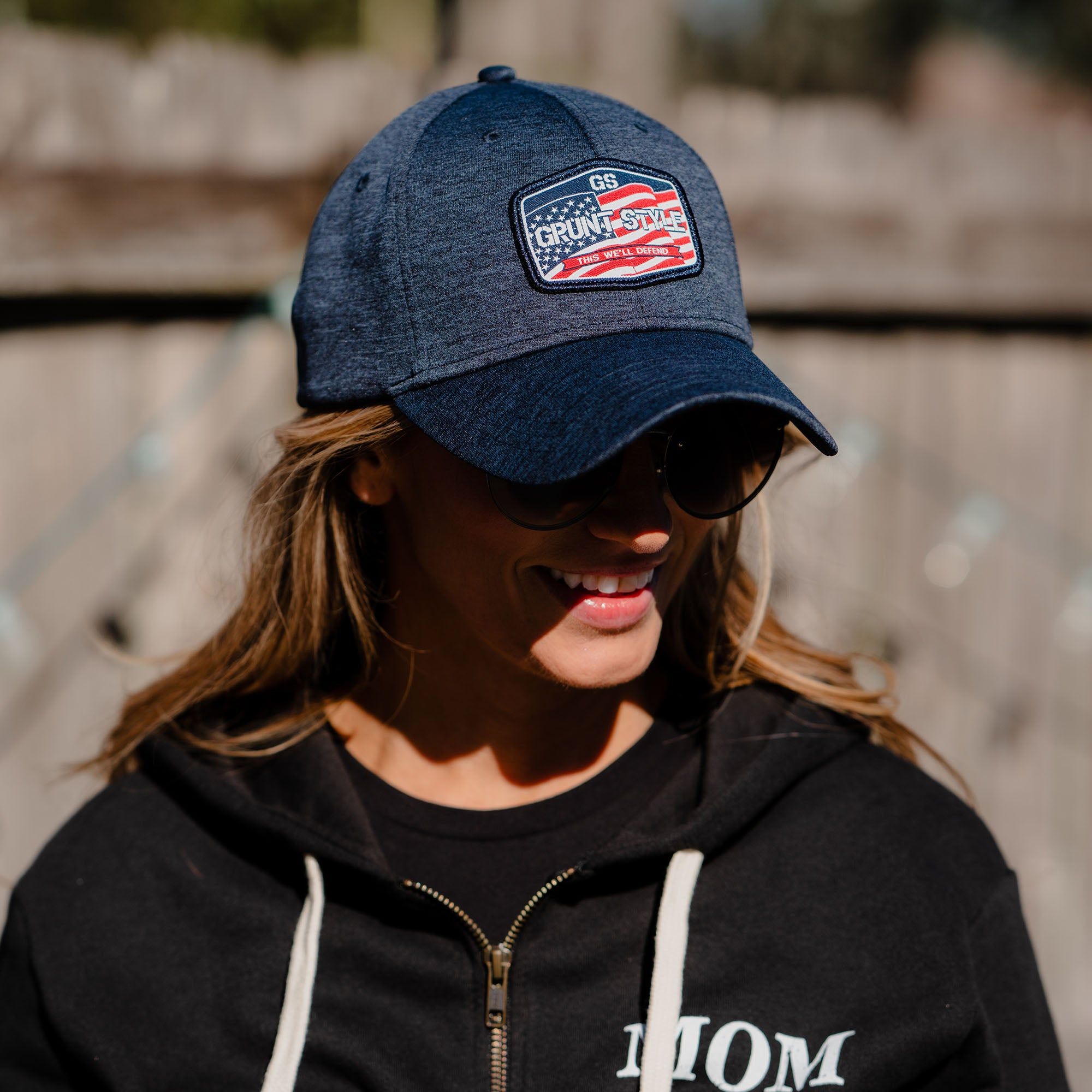 Old Glory Patch Stretch Fit Hat - Navy Heather sold by Grunt Style product image thumbnail 5