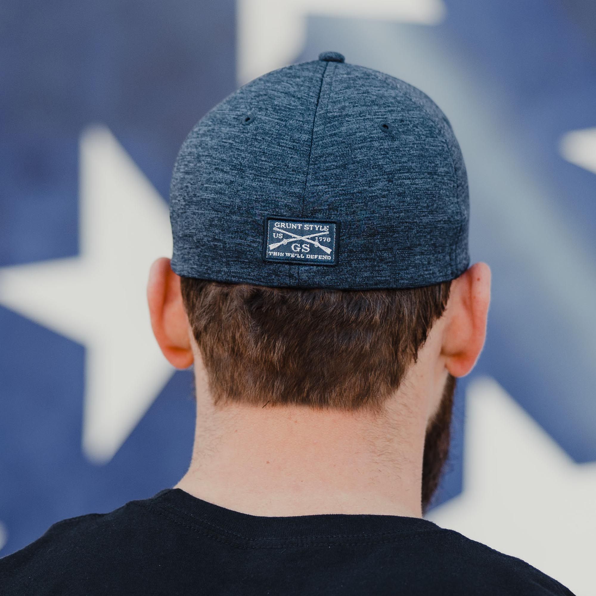 Old Glory Patch Stretch Fit Hat - Navy Heather sold by Grunt Style product image thumbnail 4