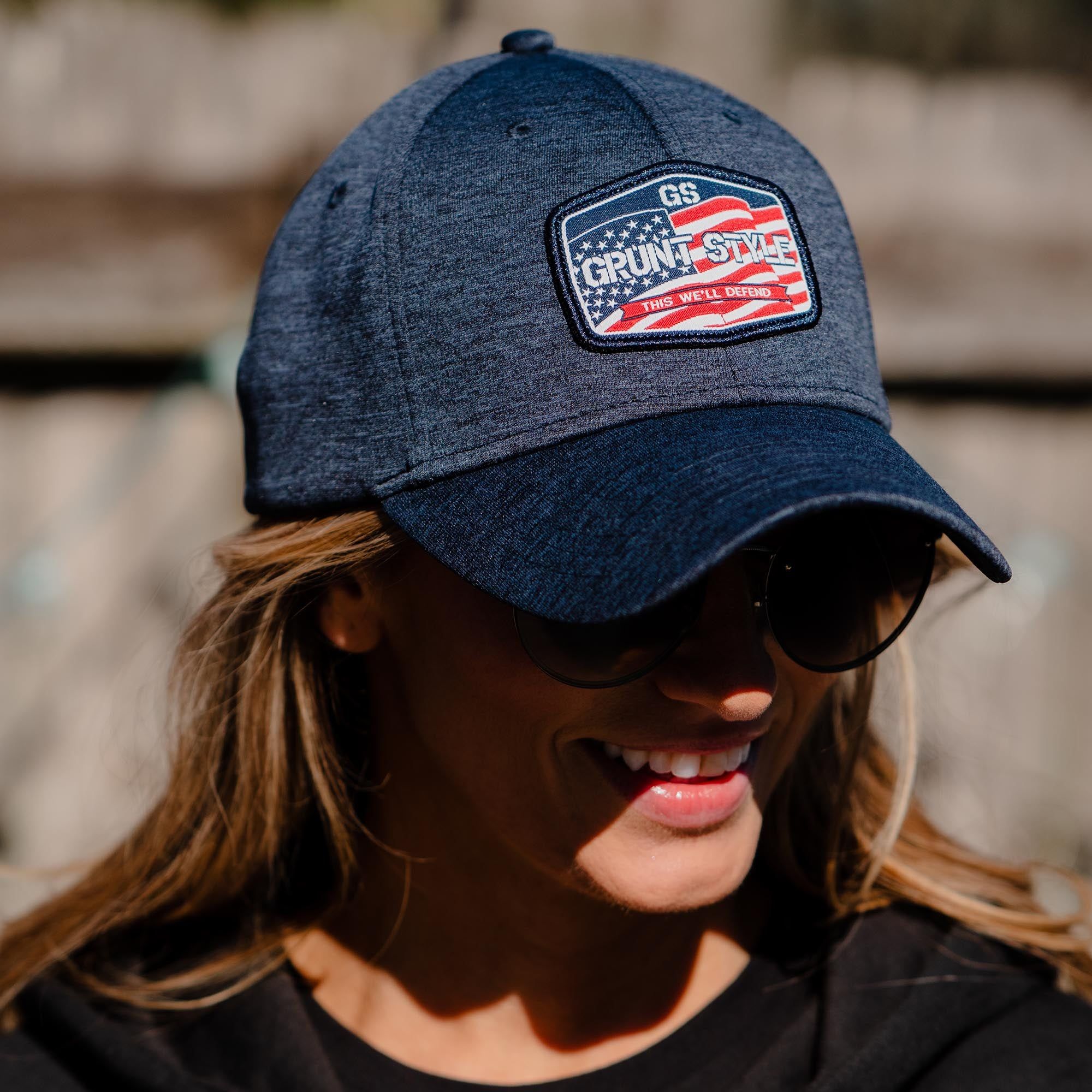 Old Glory Patch Stretch Fit Hat - Navy Heather sold by Grunt Style product image thumbnail 3