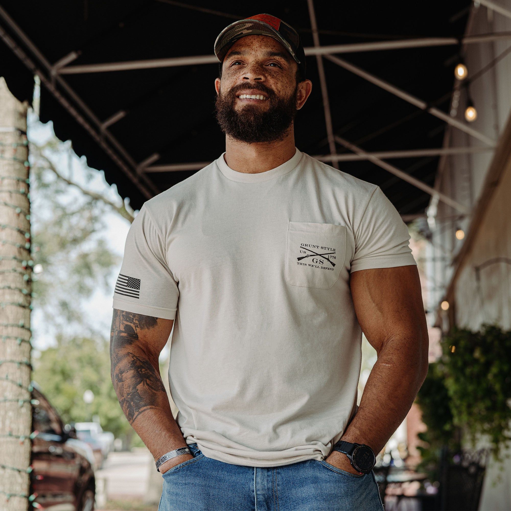 Men's Ammo Flag Pocket T-Shirt - Sand sold by Grunt Style product image thumbnail 4