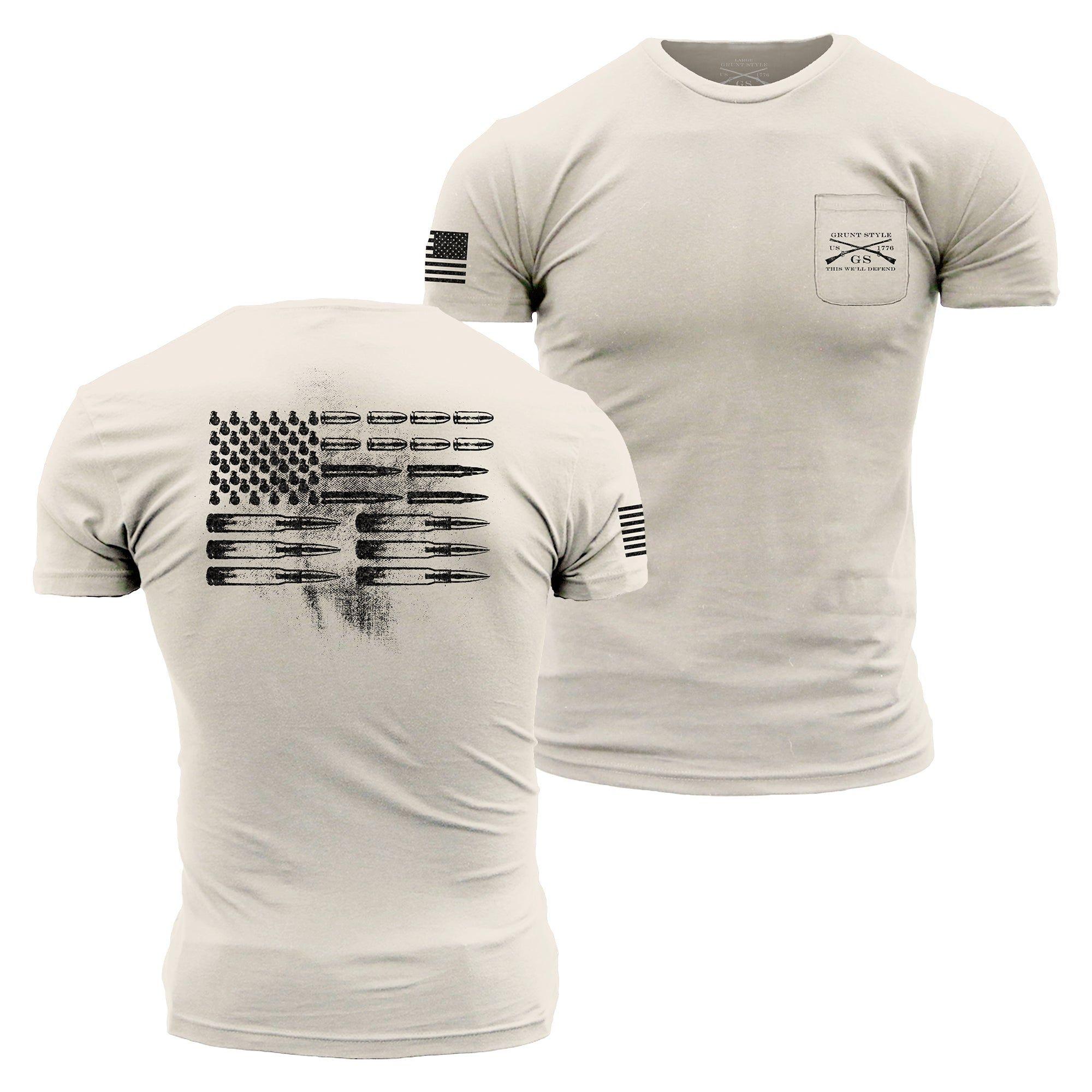 Men's Ammo Flag Pocket T-Shirt - Sand sold by Grunt Style