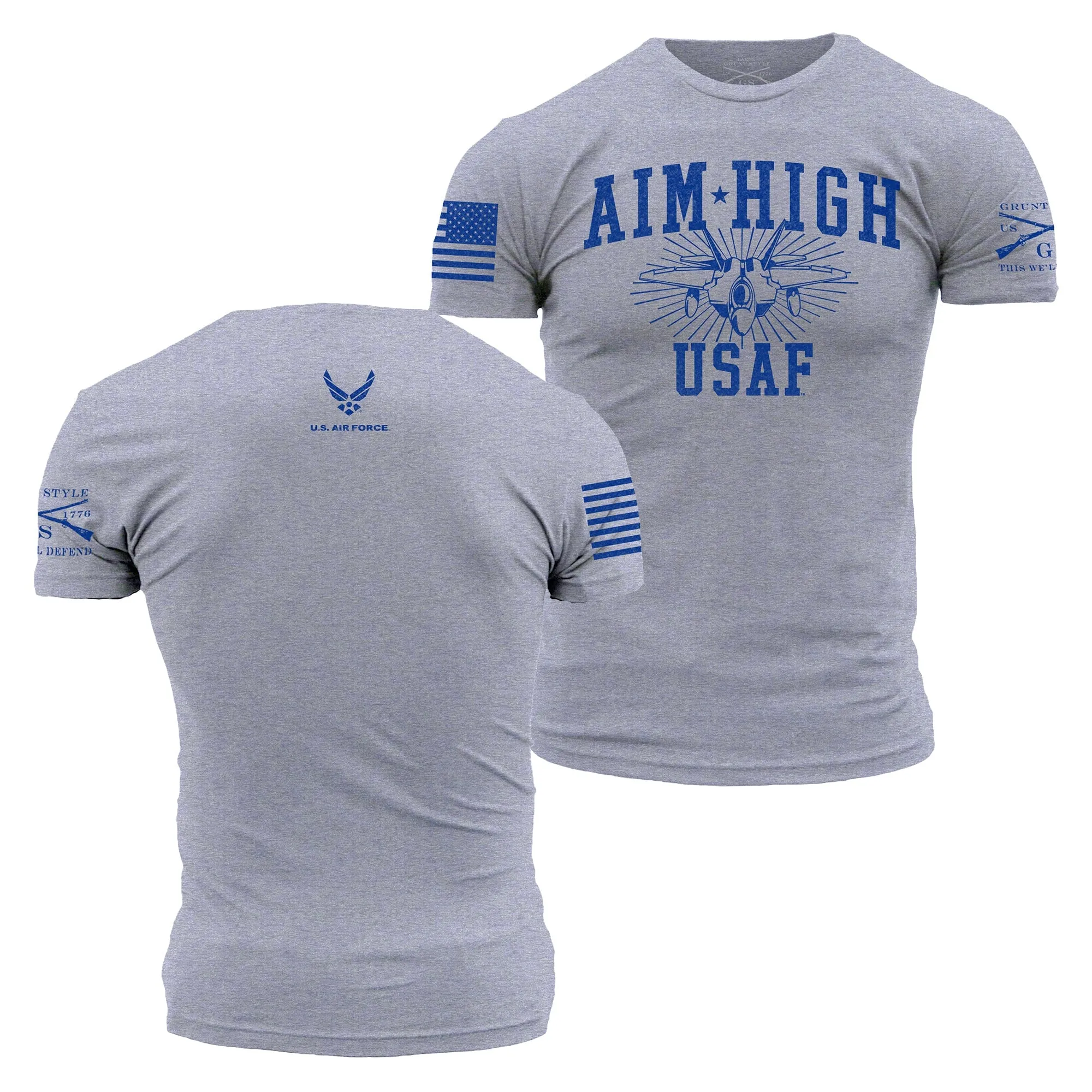 USAF - Aim High U.S.A.F. T-Shirt - Athletic Heather sold by Grunt Style