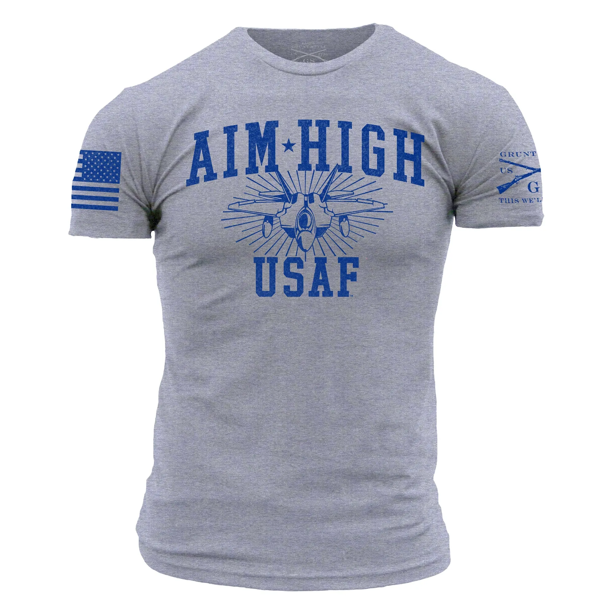 USAF - Aim High U.S.A.F. T-Shirt - Athletic Heather sold by Grunt Style product image thumbnail 2