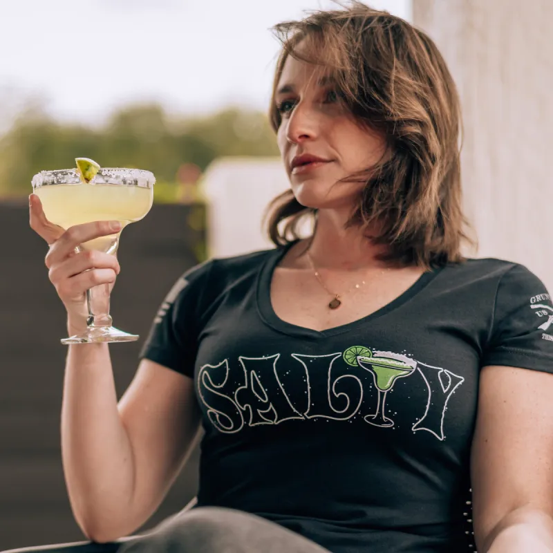 Women's Salty V-Neck - Black made by Grunt Style