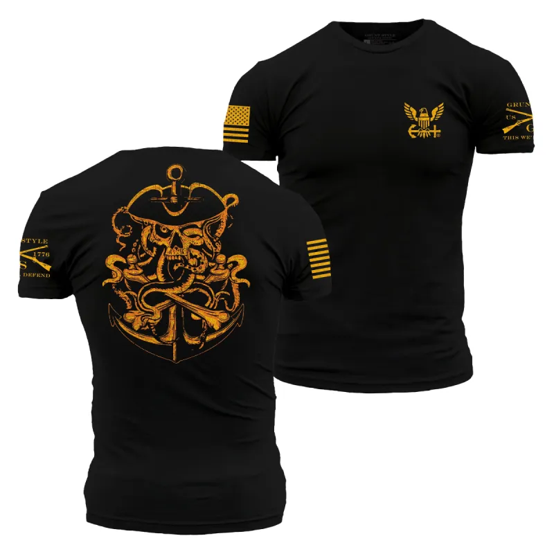 USN - Ghost Pirate T-Shirt - Black sold by Grunt Style