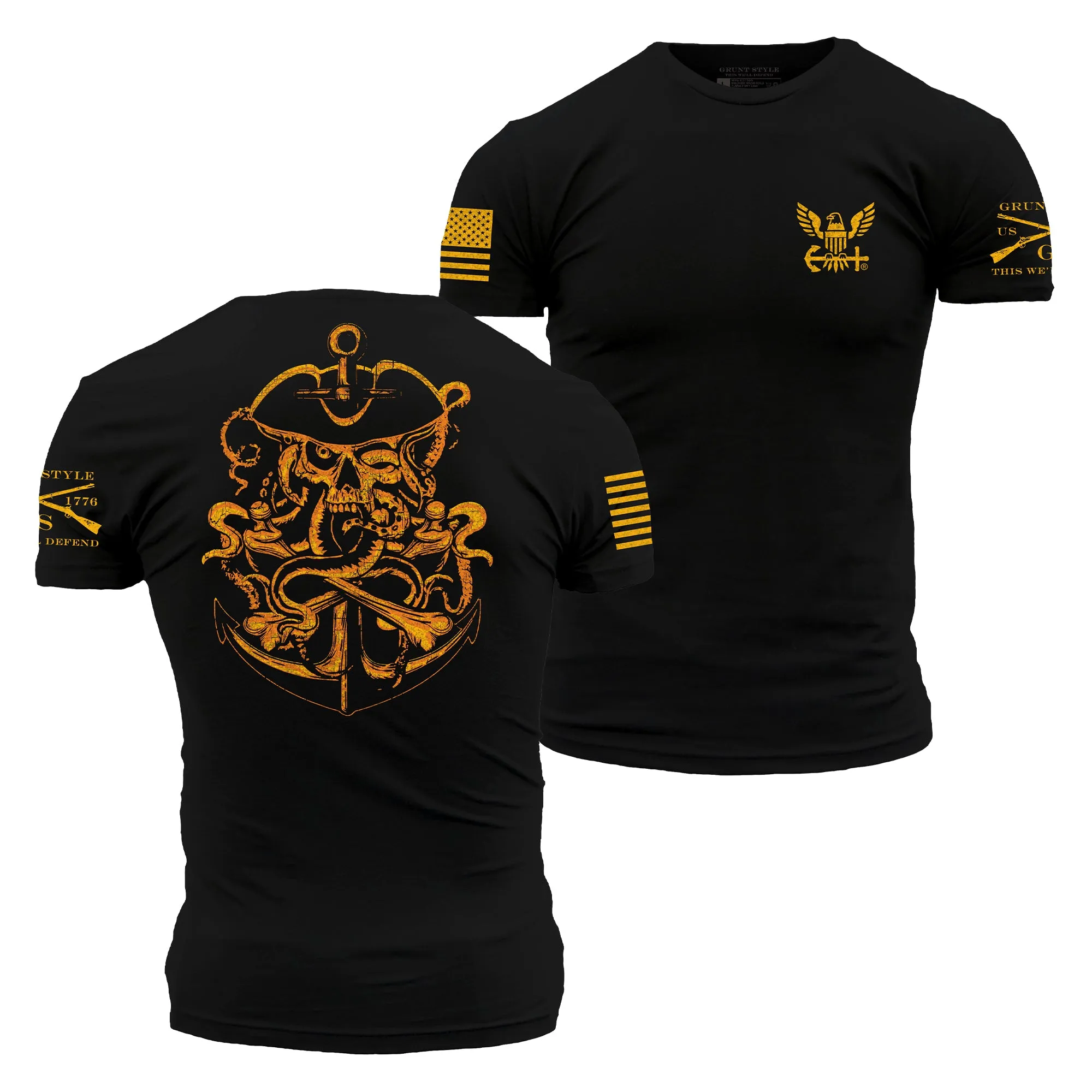 USN - Ghost Pirate T-Shirt - Black sold by Grunt Style
