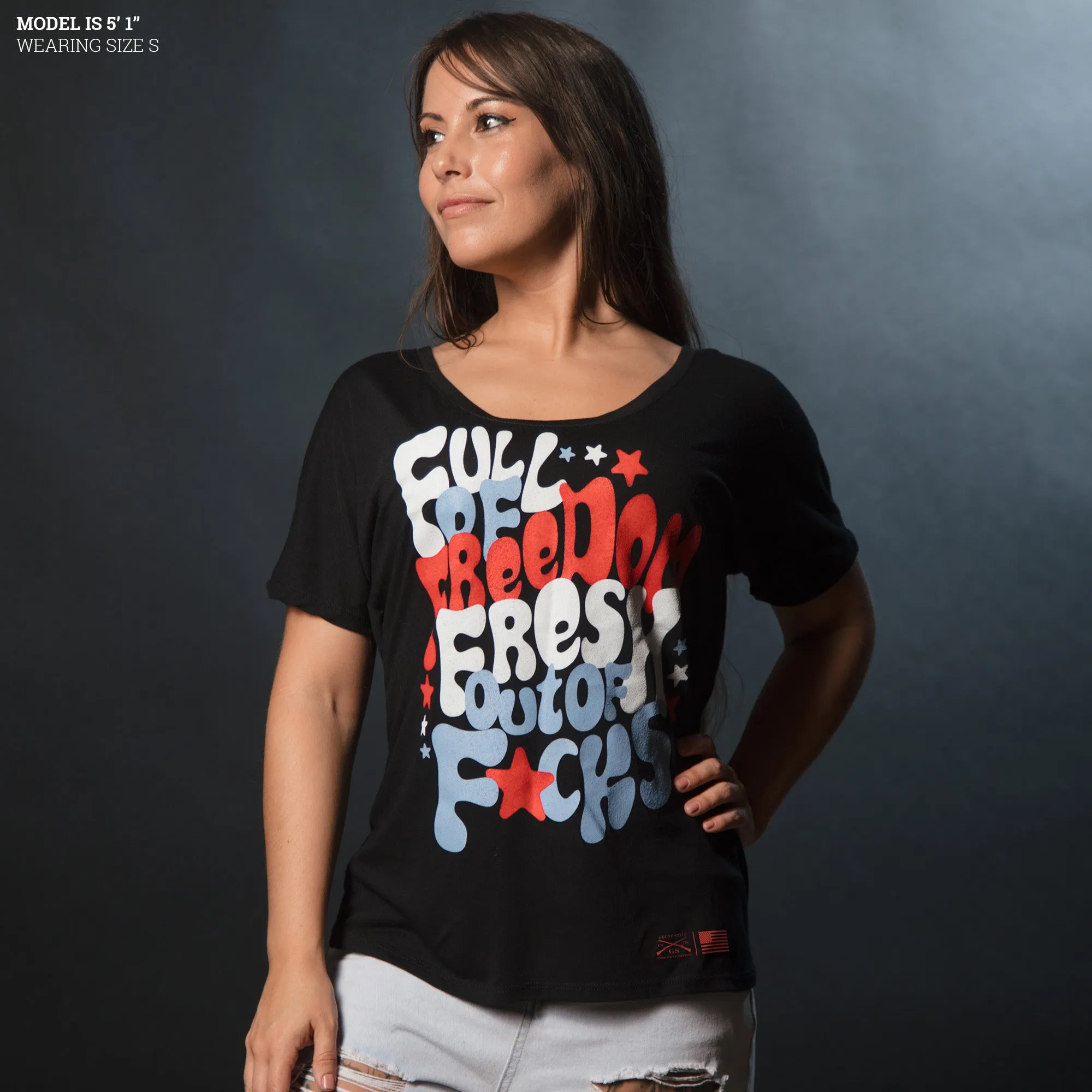 Women's Fresh Outta F*cks Slouchy T-Shirt - Black sold by Grunt Style product image thumbnail 3