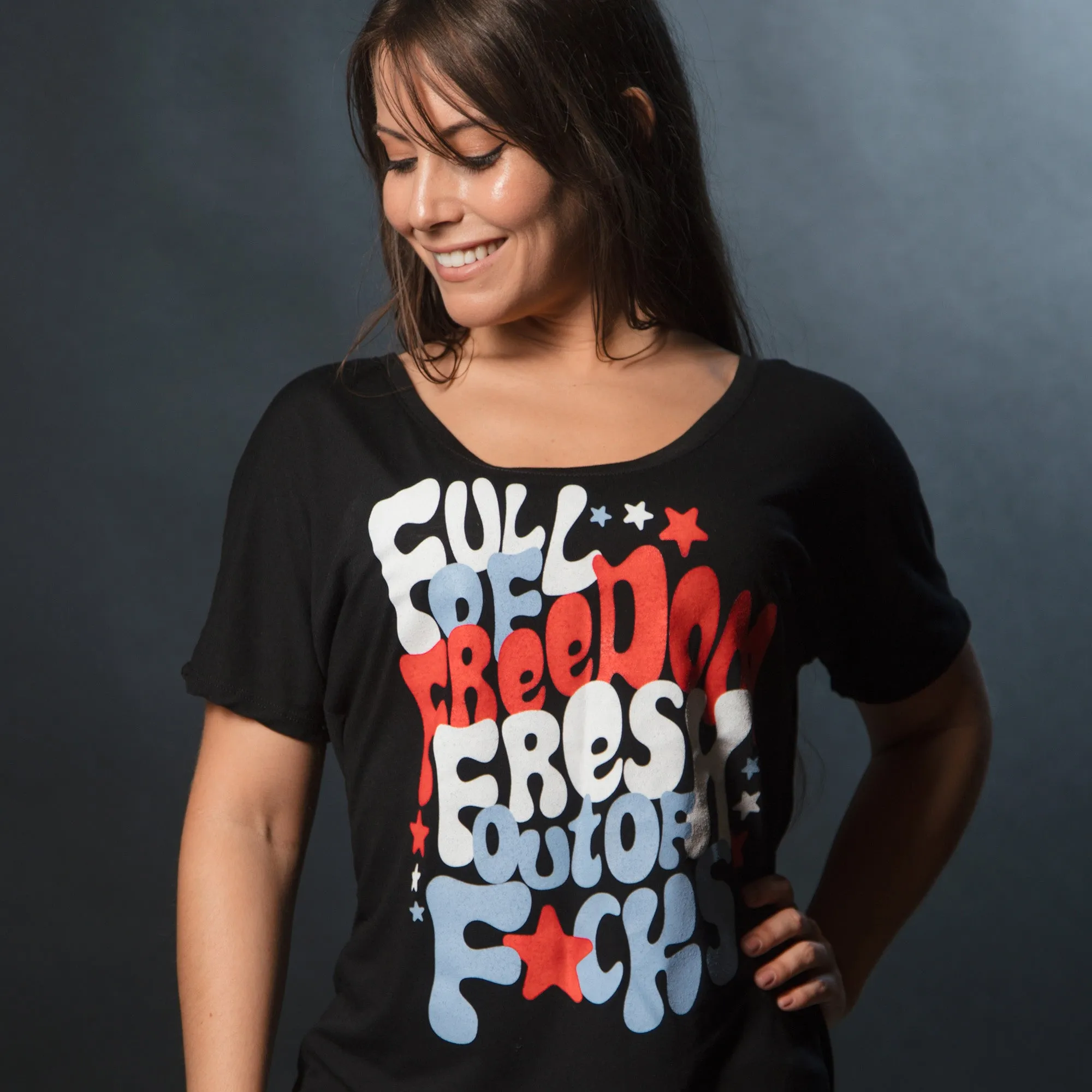 Women's Fresh Outta F*cks Slouchy T-Shirt - Black sold by Grunt Style