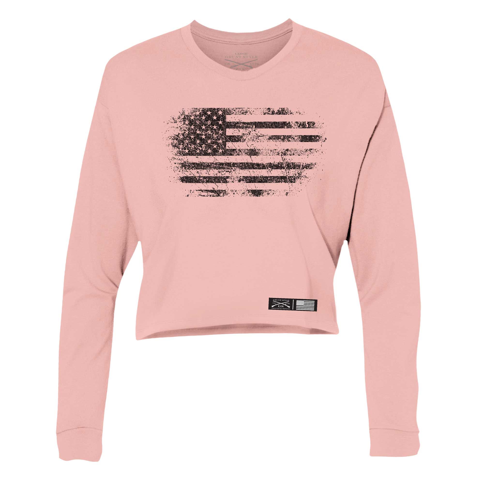Women's Vintage American Long Sleeve Cropped T-Shirt - Desert Pink sold by Grunt Style product image thumbnail 4